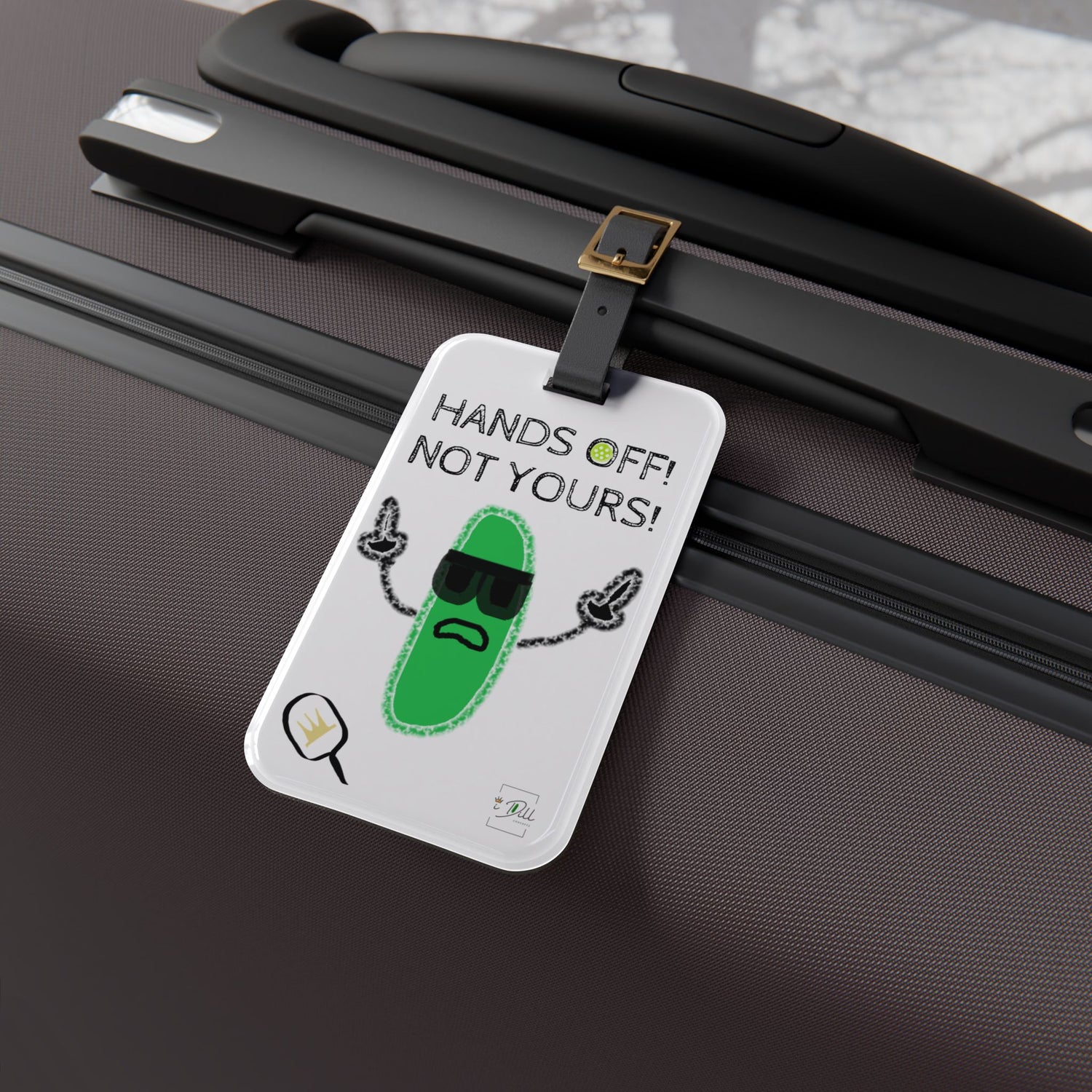 Pickleball Luggage Tag - "Hands Off! Not Yours!" Design for Travel Enthusiasts
