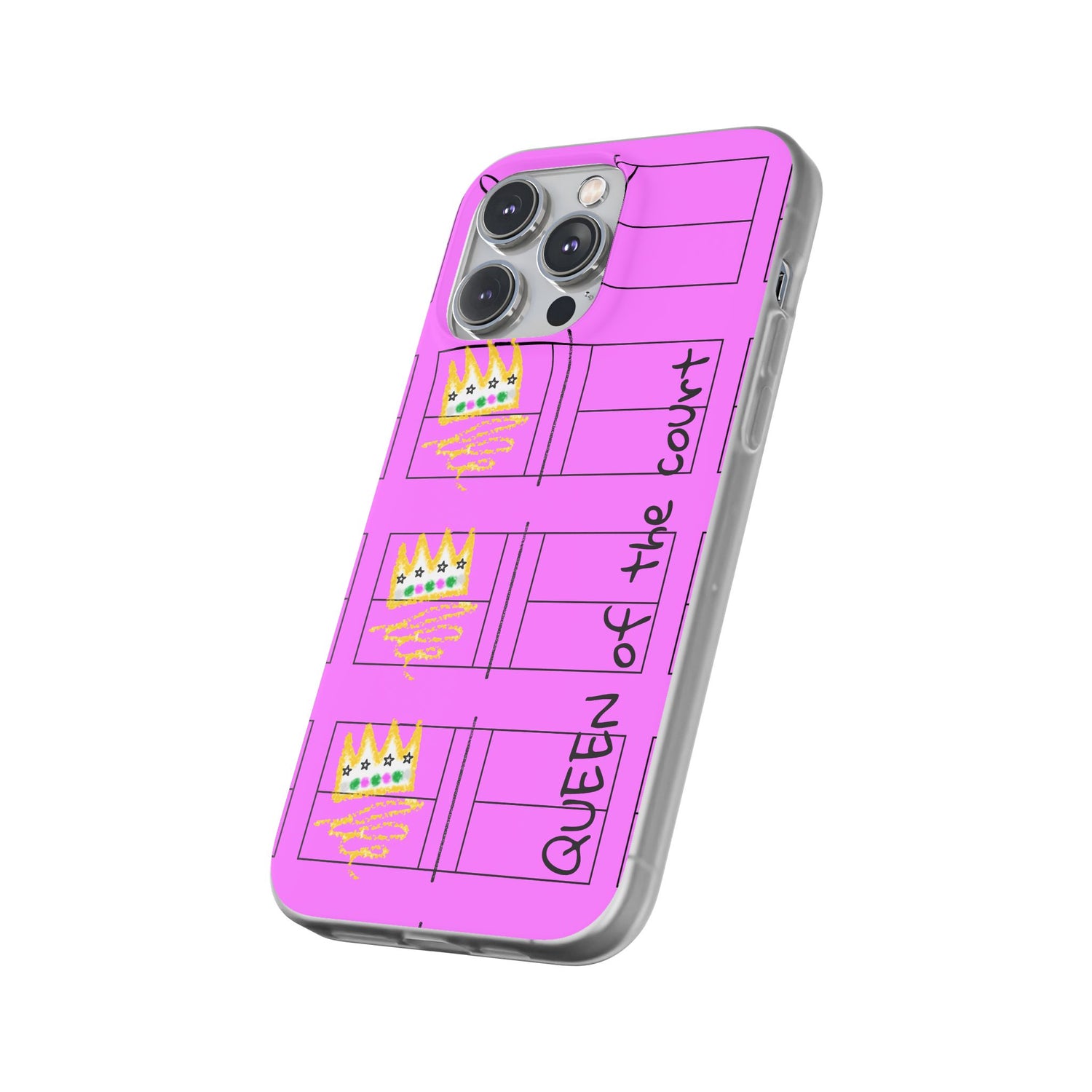 Pickleball Queen of the Court Pink Flexi iPhone Case - Stylish Phone Protection for Fashion-Forward Individuals