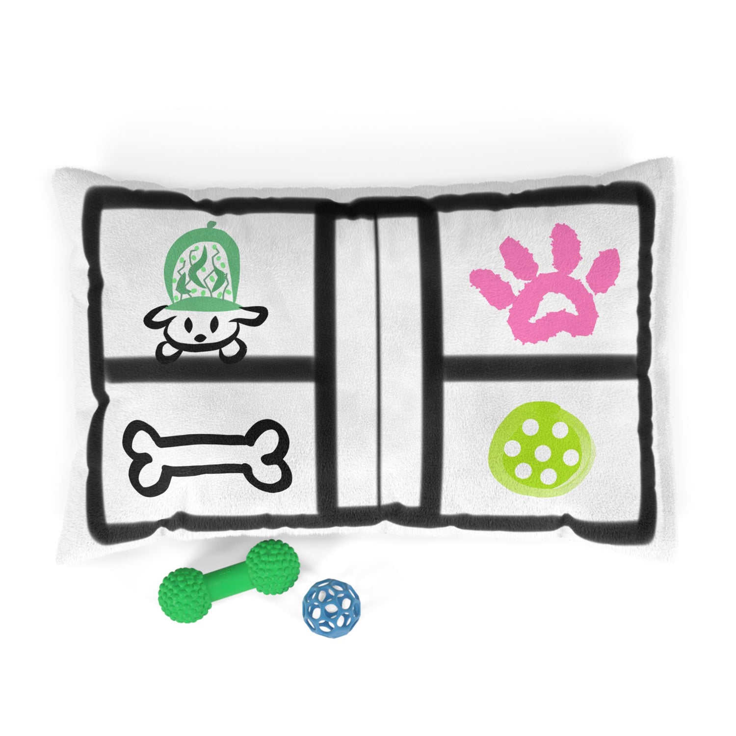 Pet Bed - Pickle Dog Design with Dog Paw and Bone - Unique Enthusiast Gift