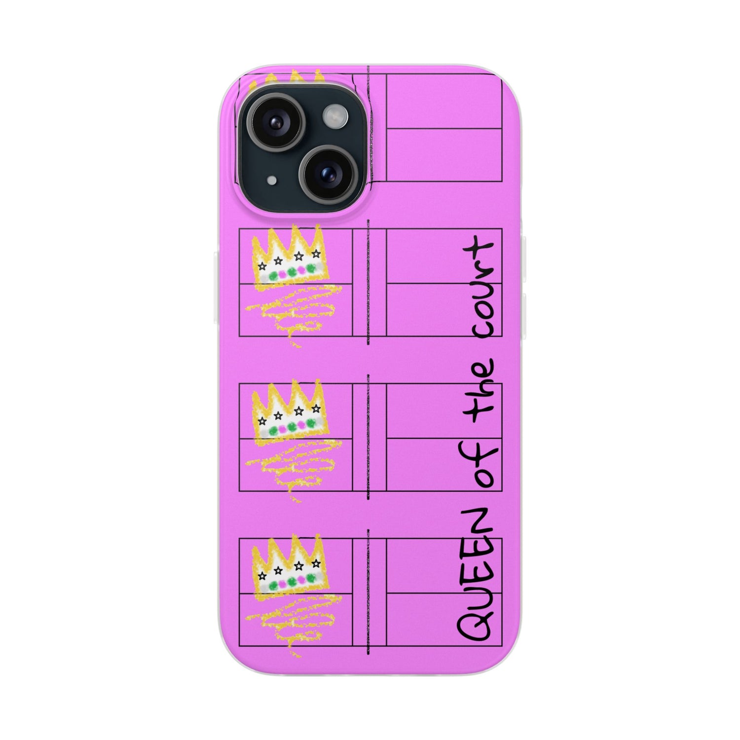 Pickleball Queen of the Court Pink Flexi iPhone Case - Stylish Phone Protection for Fashion-Forward Individuals