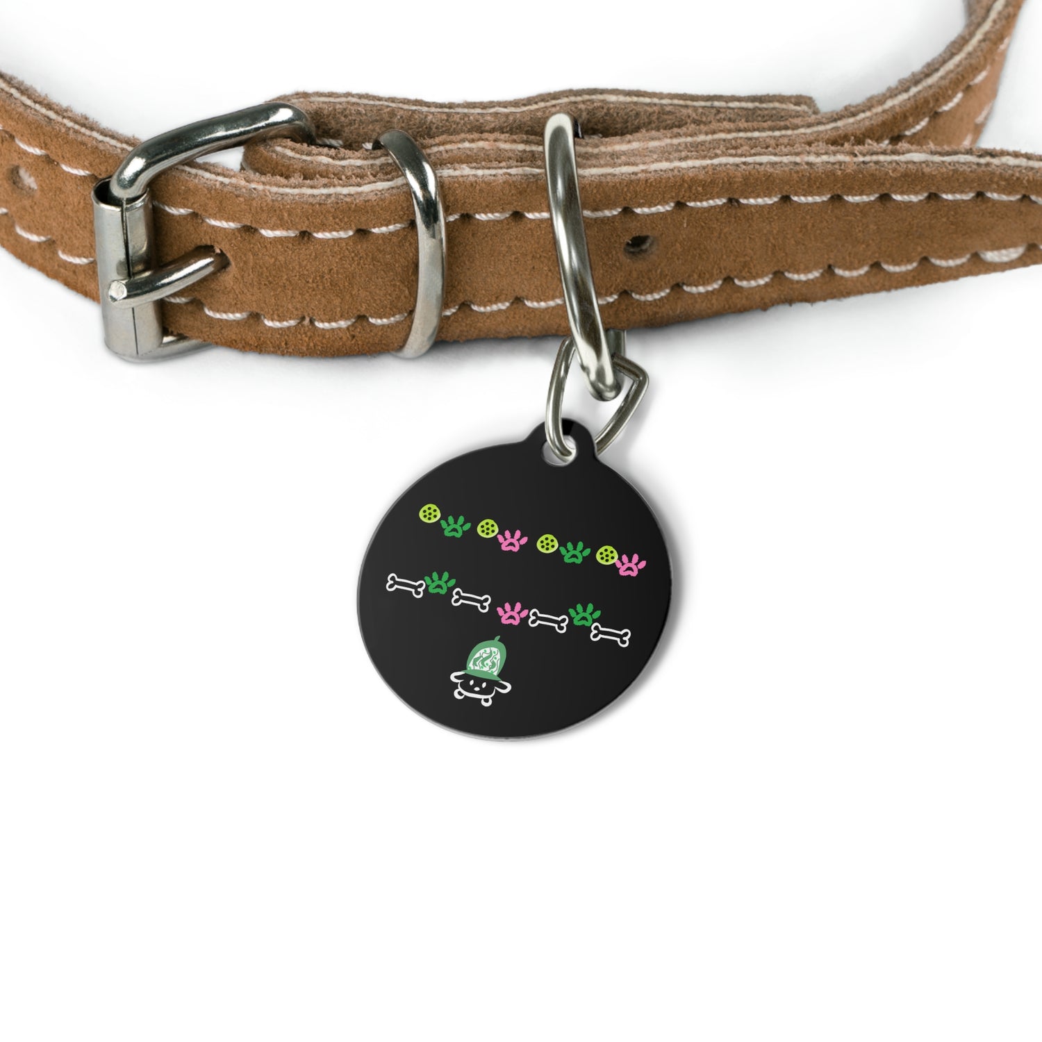 Pet Tag - Pickleball Dog Tag, Dog Paws and Bones Design - Unique Pet Accessory Gift