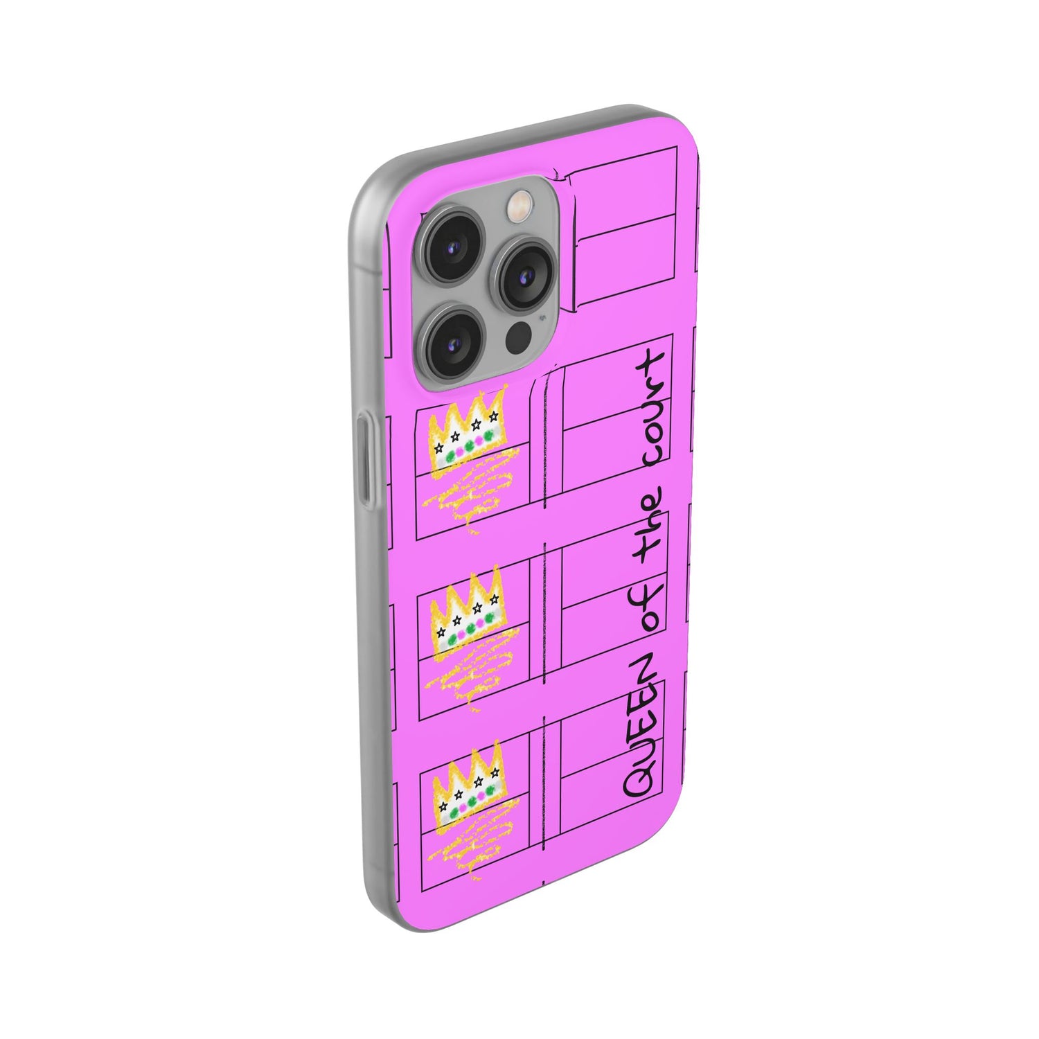 Pickleball Queen of the Court Pink Flexi iPhone Case - Stylish Phone Protection for Fashion-Forward Individuals