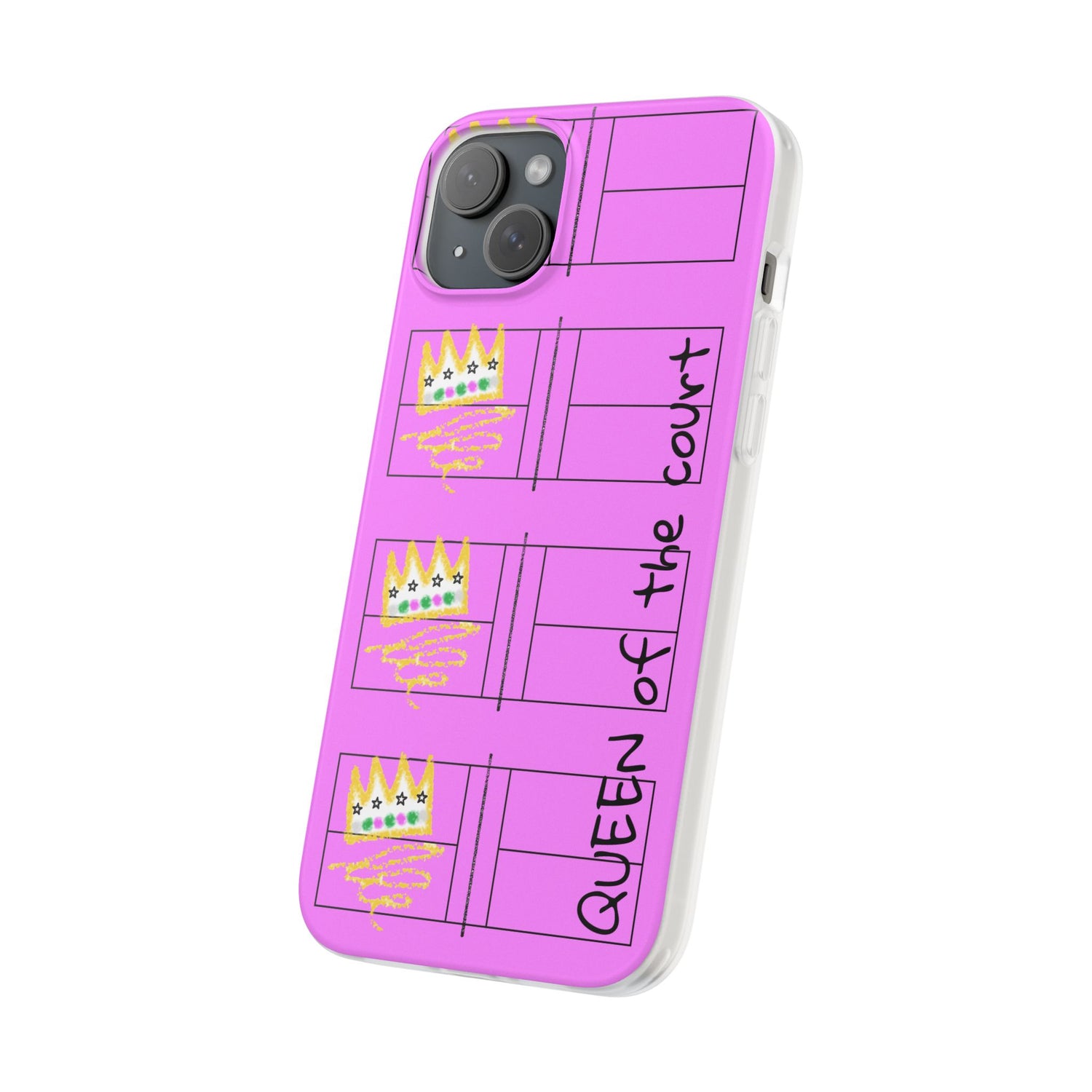 Pickleball Queen of the Court Pink Flexi iPhone Case - Stylish Phone Protection for Fashion-Forward Individuals