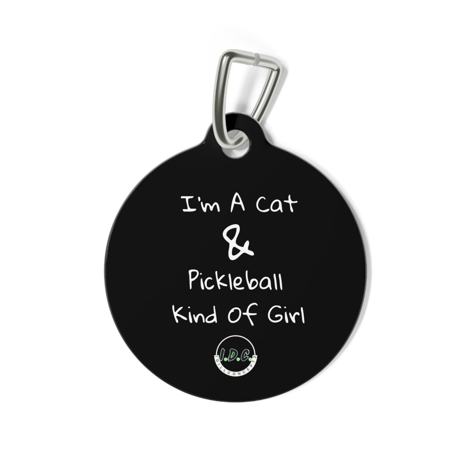 Pet Tag - Pickleball Cat Tag, Cat Paws and Fish Design - Unique Pet Accessory Gift
