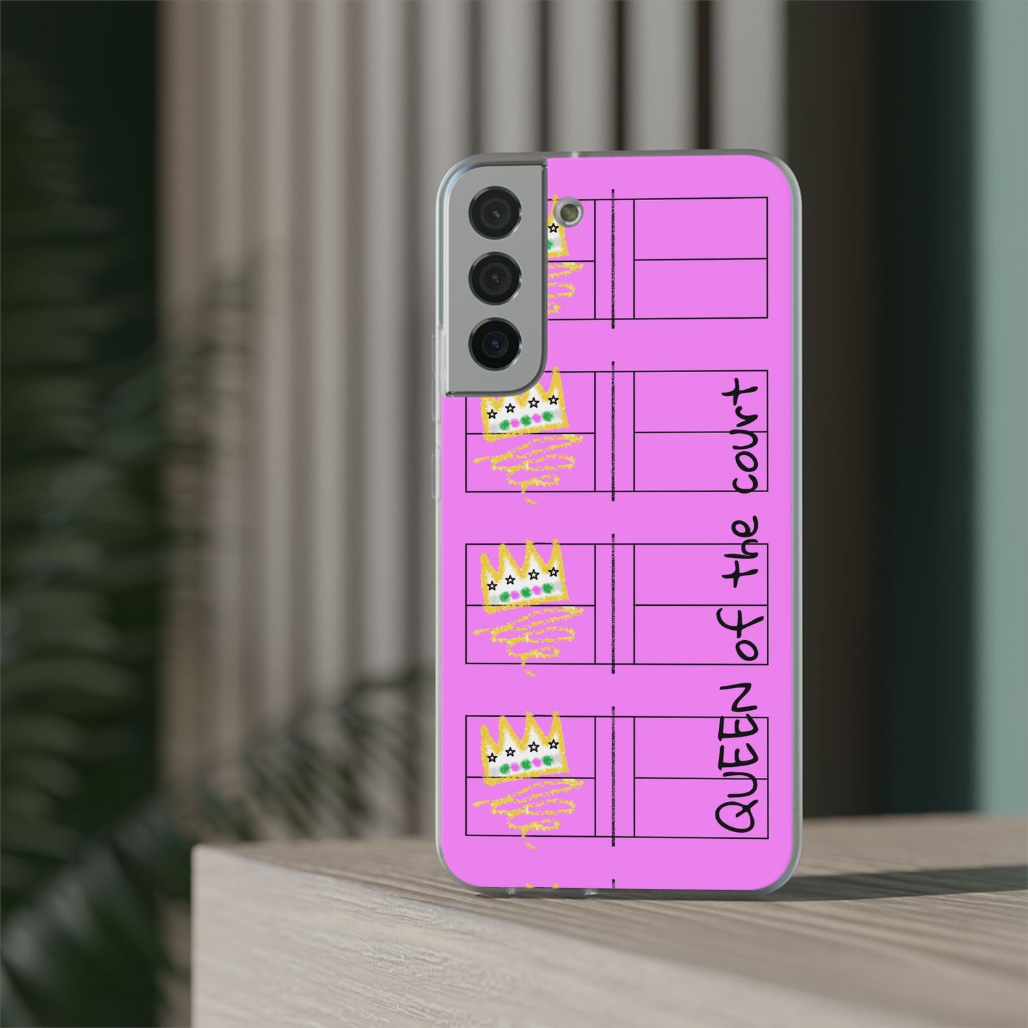 Pickleball Queen of the Court Pink Flexi Android Samsung Phone Case - Stylish Phone Protection for Fashion-Forward Individuals