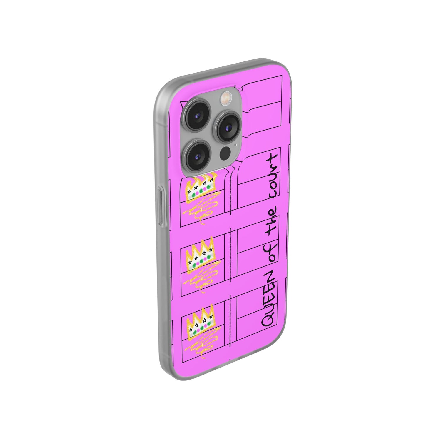 Pickleball Queen of the Court Pink Flexi iPhone Case - Stylish Phone Protection for Fashion-Forward Individuals