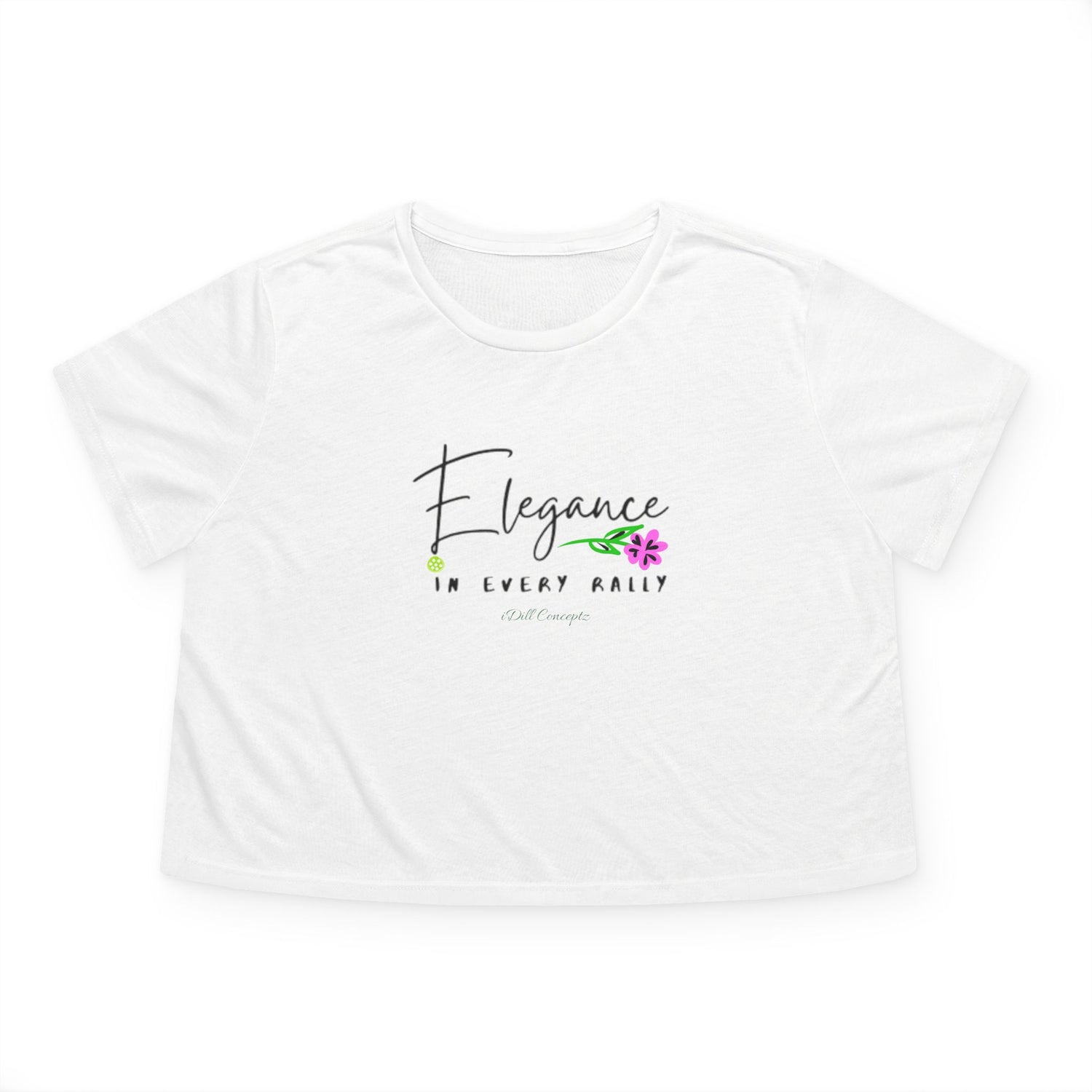 Women's Flowy Cropped Tee - Pickleball Elegance - In Every Rally Design