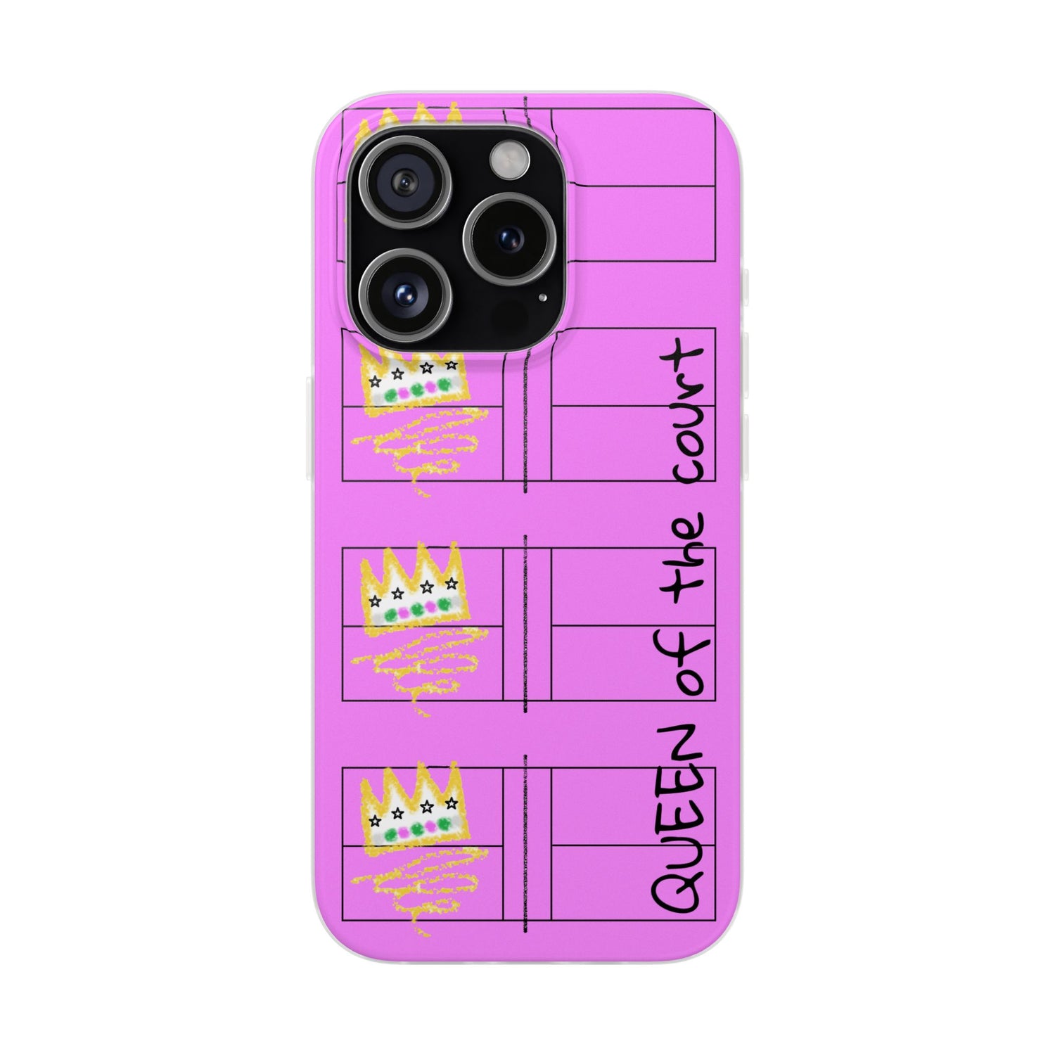 Pickleball Queen of the Court Pink Flexi iPhone Case - Stylish Phone Protection for Fashion-Forward Individuals
