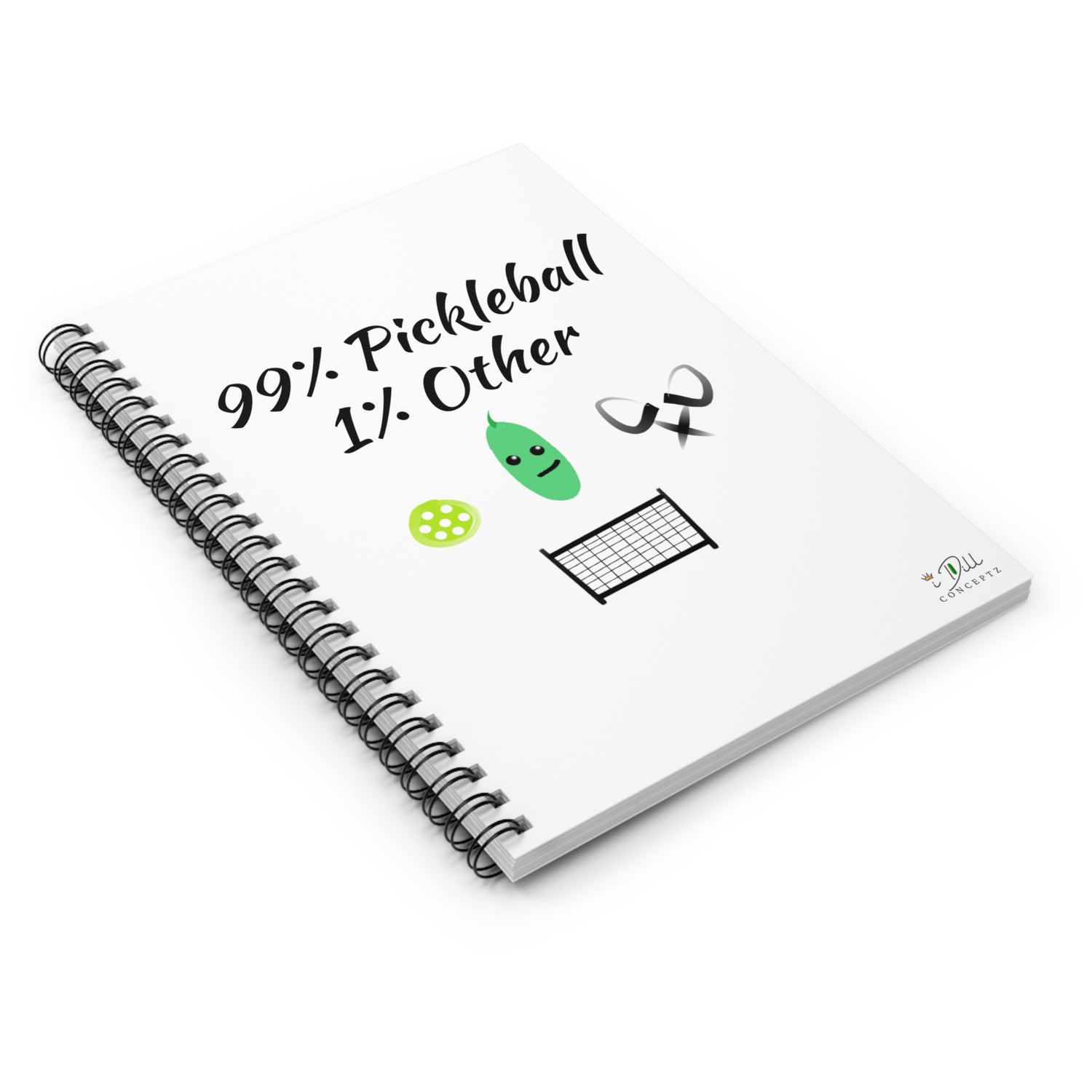 Pickleball Notebook - Ruled Line - '99% Pickleball 1% Other' Design