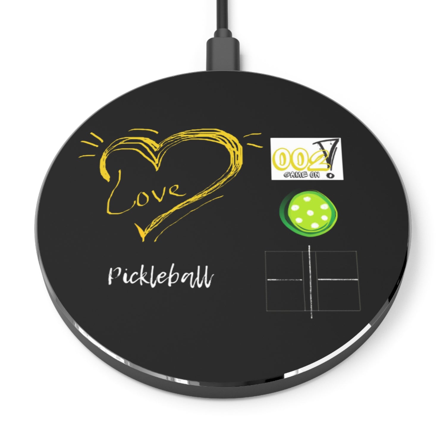 Wireless Charger - LOVE Pickleball Design for Pickleball Enthusiasts | Tech Accessory
