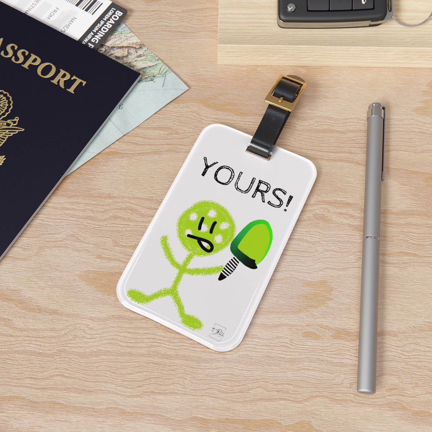 Pickleball Luggage Tag - "YOURS!" Funny Design for Enthusiasts and Playful Adults/Kids