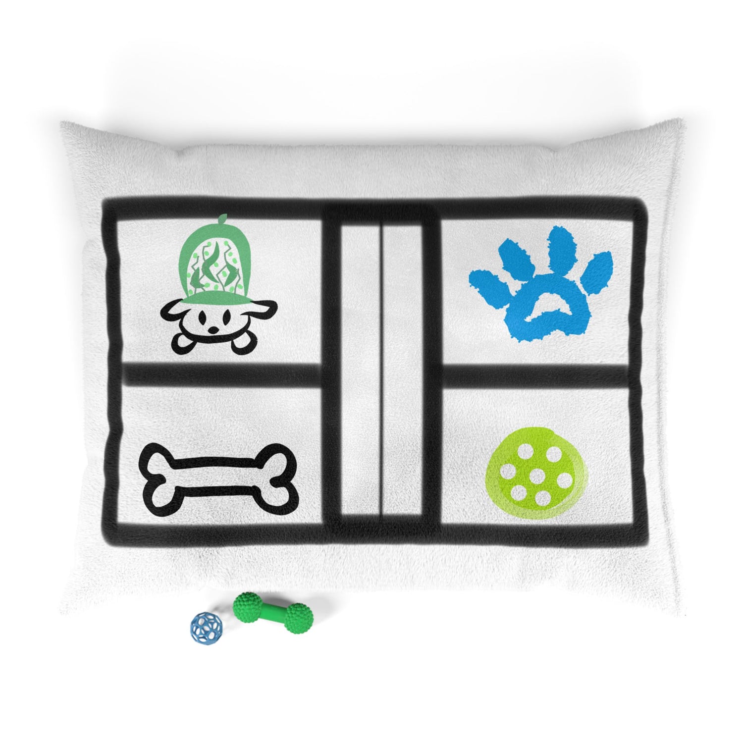 Pet Bed - Pickle Dog Design with Dog Paw and Bone - Unique Enthusiast Gift