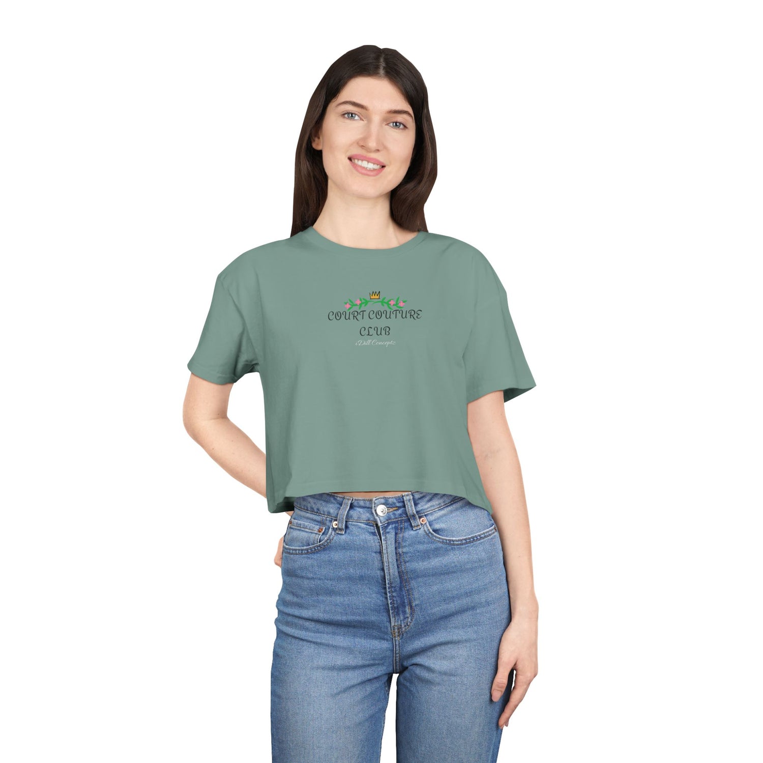 Women's Cropped Tee - Pickleball Court Couture Club Design