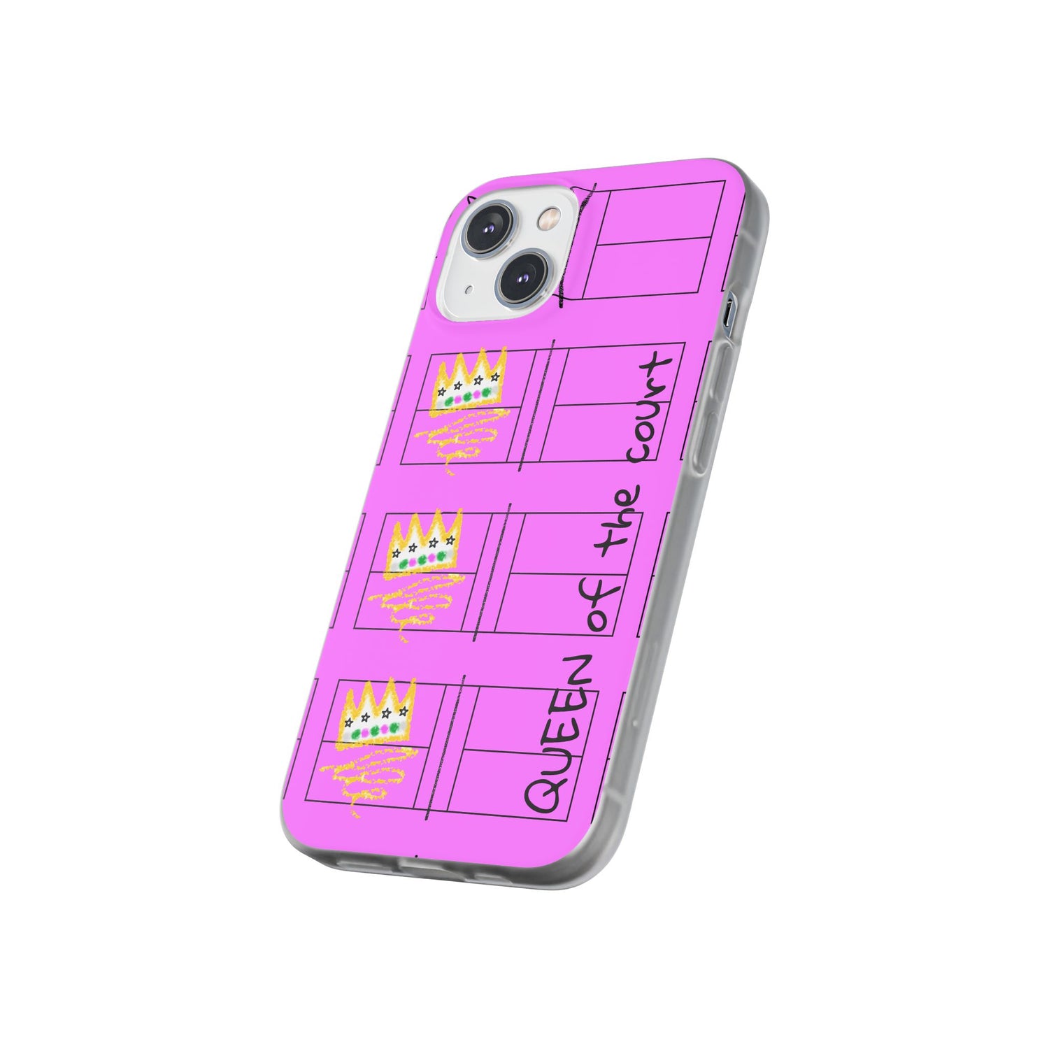 Pickleball Queen of the Court Pink Flexi iPhone Case - Stylish Phone Protection for Fashion-Forward Individuals