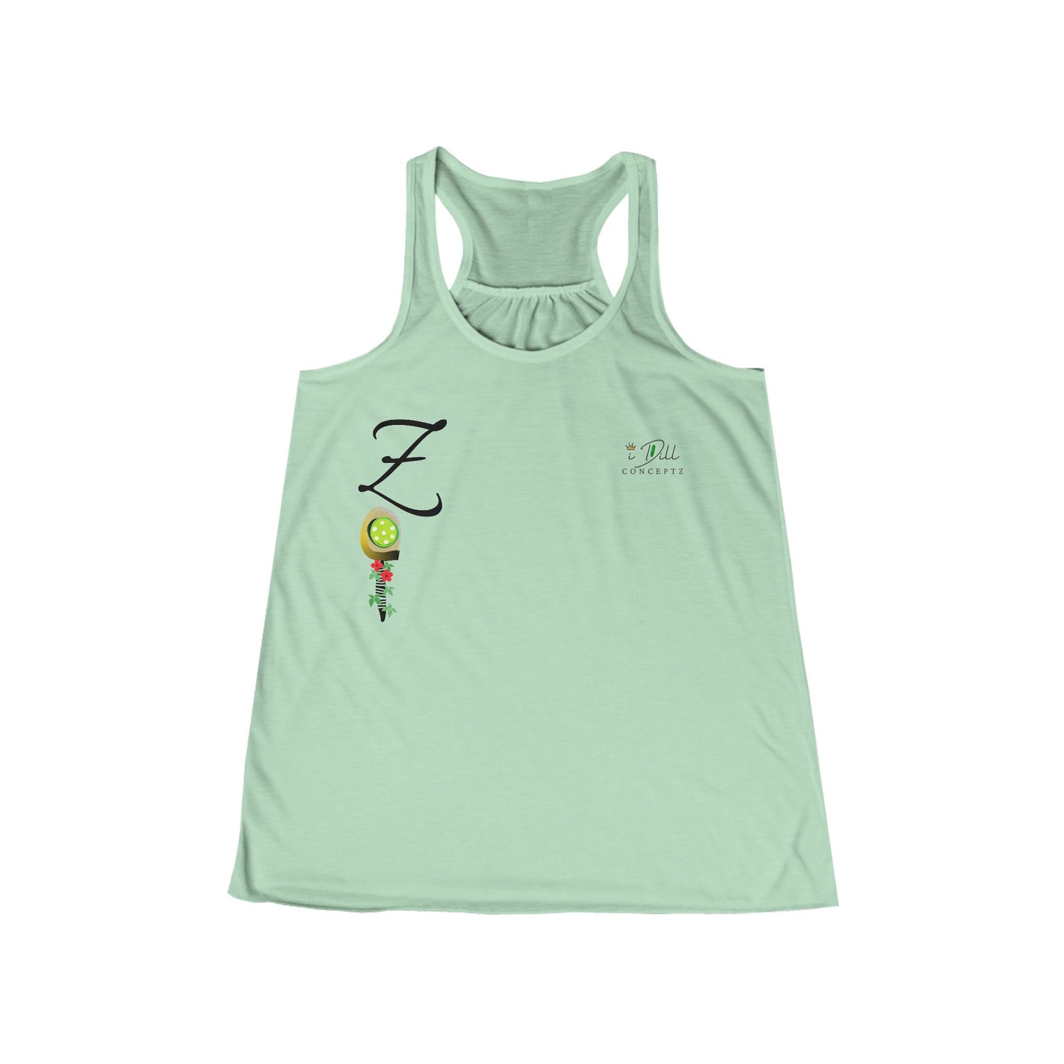 Personalized "Z" Initial Pickleball Women's Top Apparel - Monogrammed Flowy Tank Top for Women - Personalized Initial Pickleball Gift