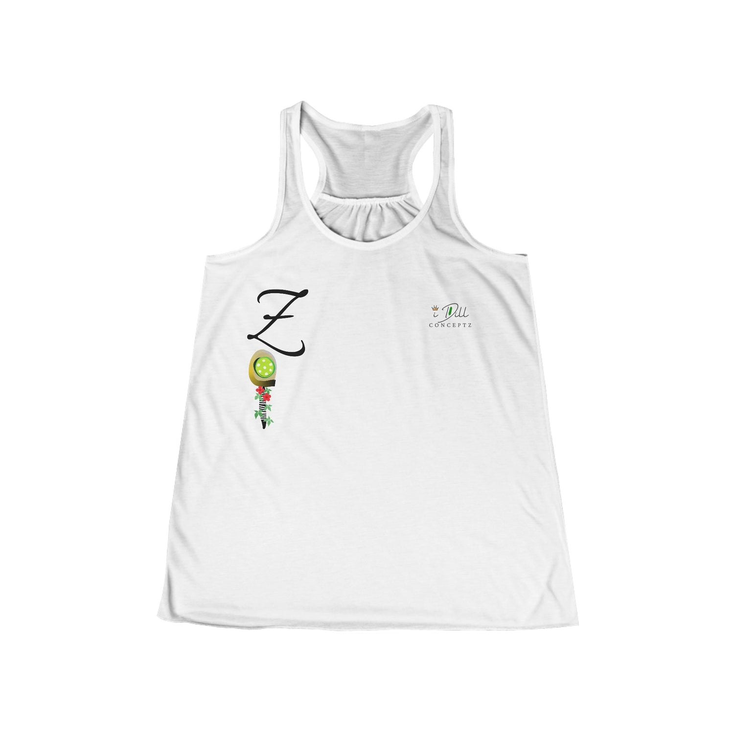 Personalized "Z" Initial Pickleball Women's Top Apparel - Monogrammed Flowy Tank Top for Women - Personalized Initial Pickleball Gift