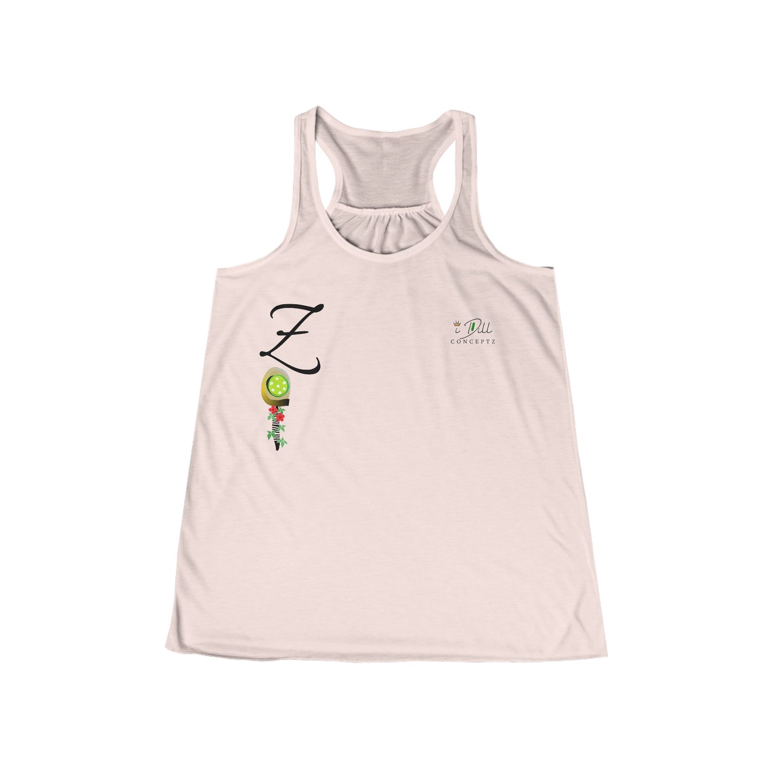 Personalized "Z" Initial Pickleball Women's Top Apparel - Monogrammed Flowy Tank Top for Women - Personalized Initial Pickleball Gift