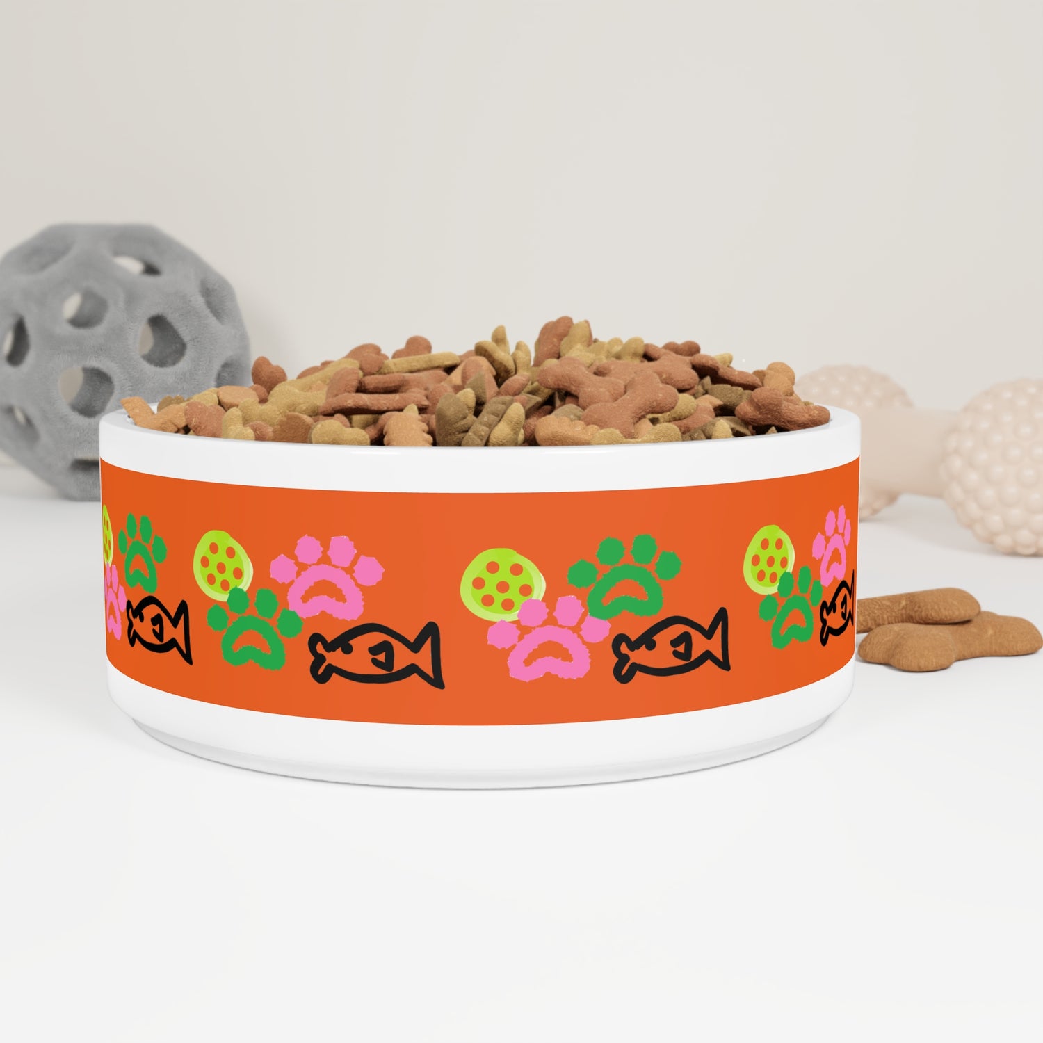 Pet Bowl - Pickleball and Cat Paw Design - Unique Pet Gift