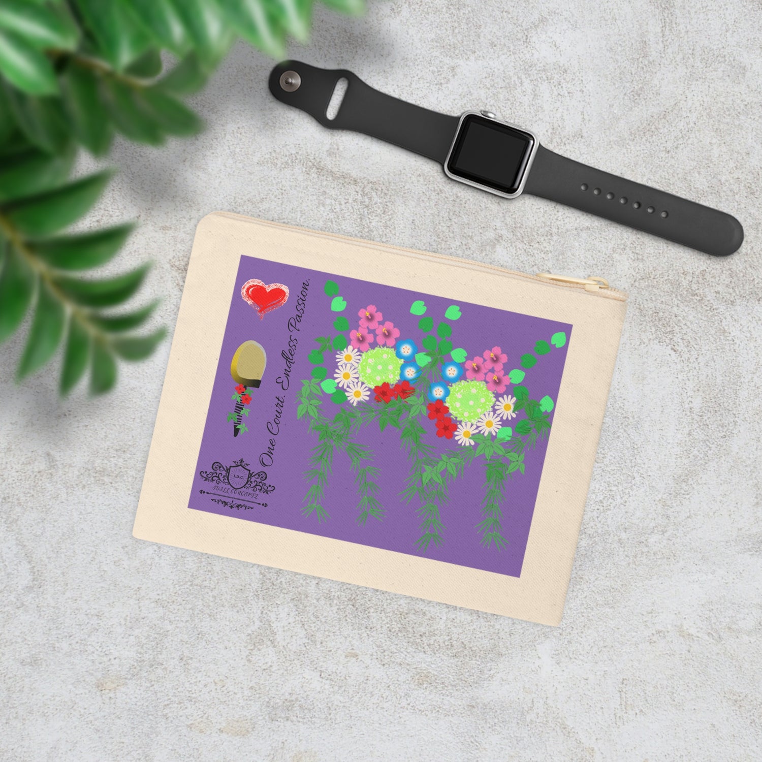 Pickleball Accessory Zipper Pouch - Pickleball Flower Garden Design