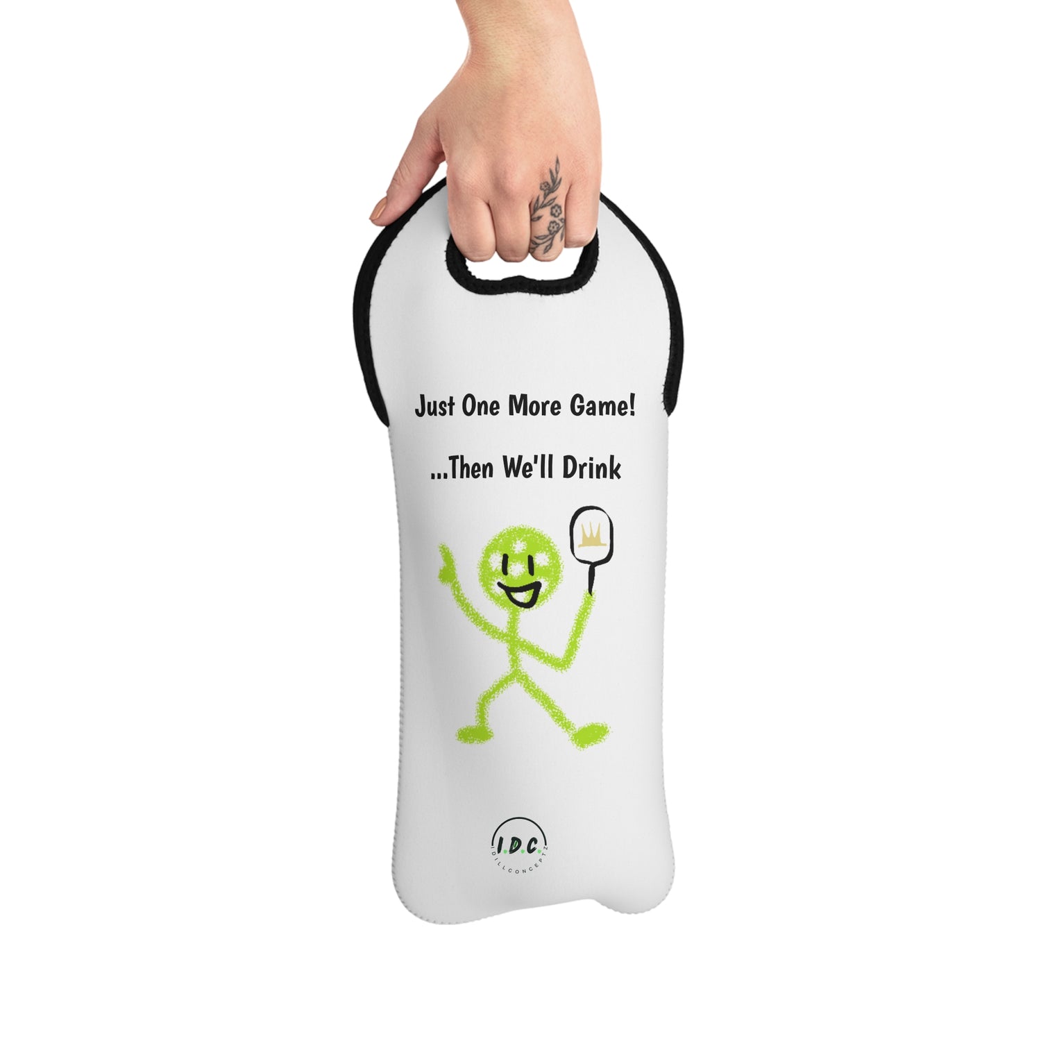 Pickleball Wine Tote Bag - 'Just One More Game Then We'll Drink' Design