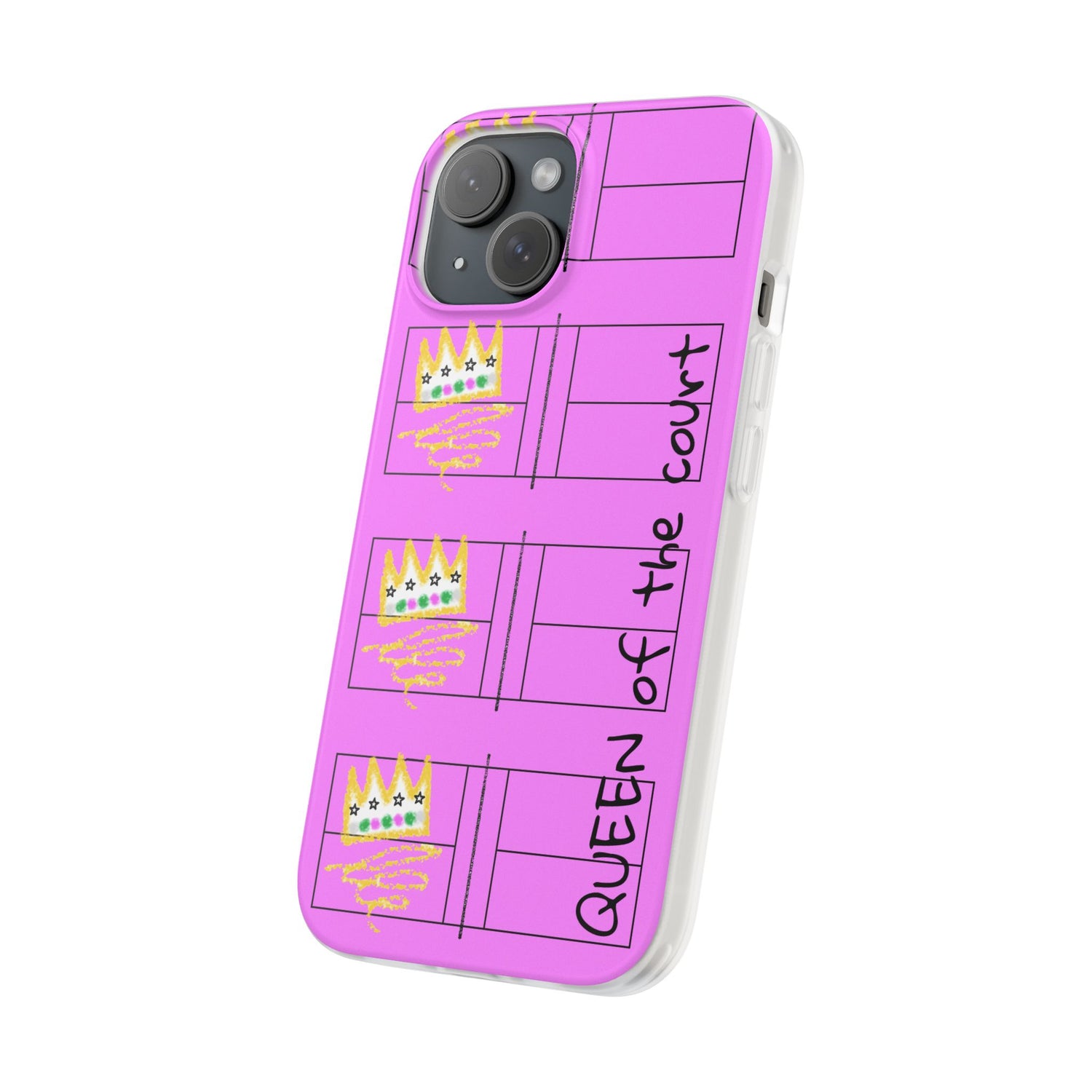 Pickleball Queen of the Court Pink Flexi iPhone Case - Stylish Phone Protection for Fashion-Forward Individuals
