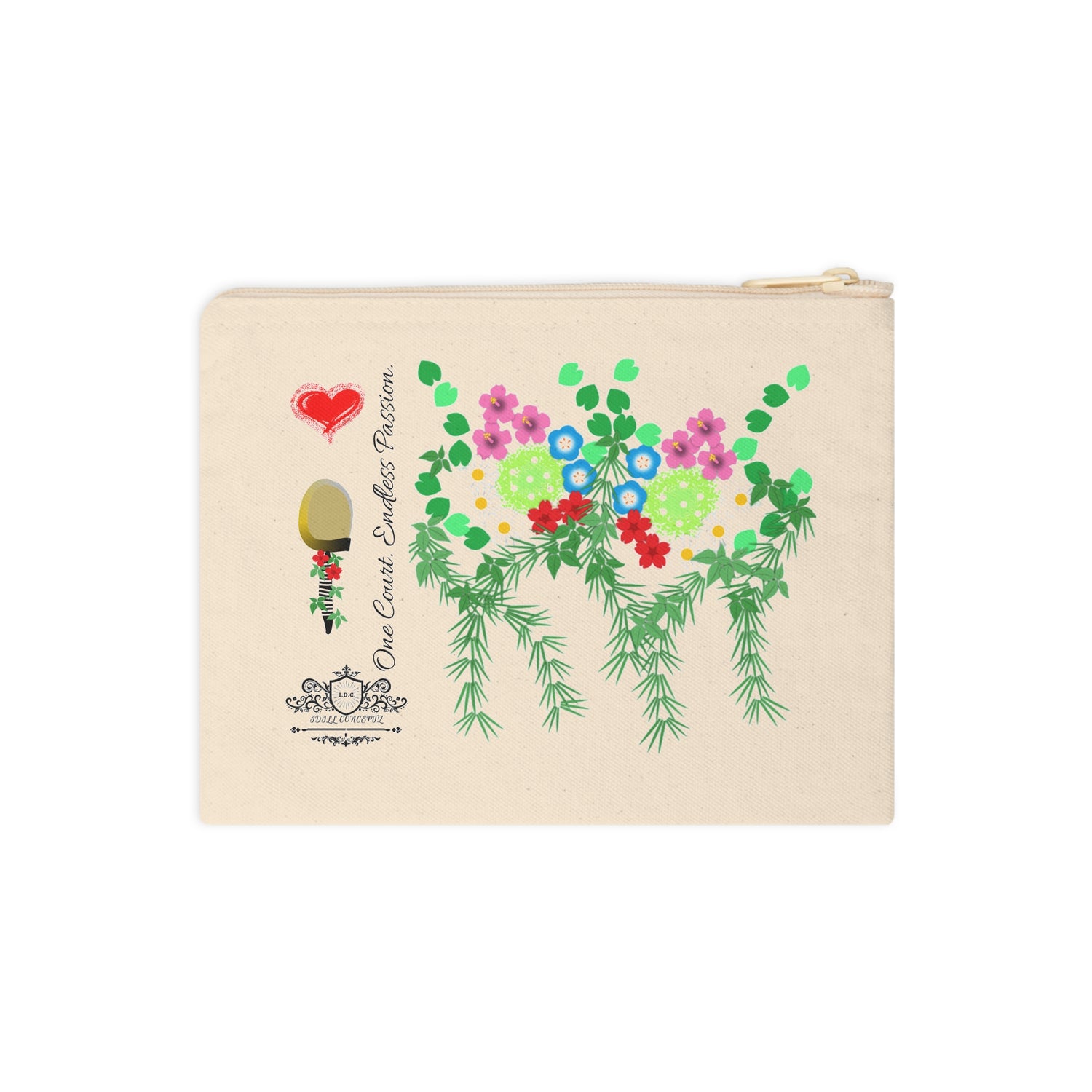 Pickleball Accessory Zipper Pouch - Pickleball Flower Garden Design
