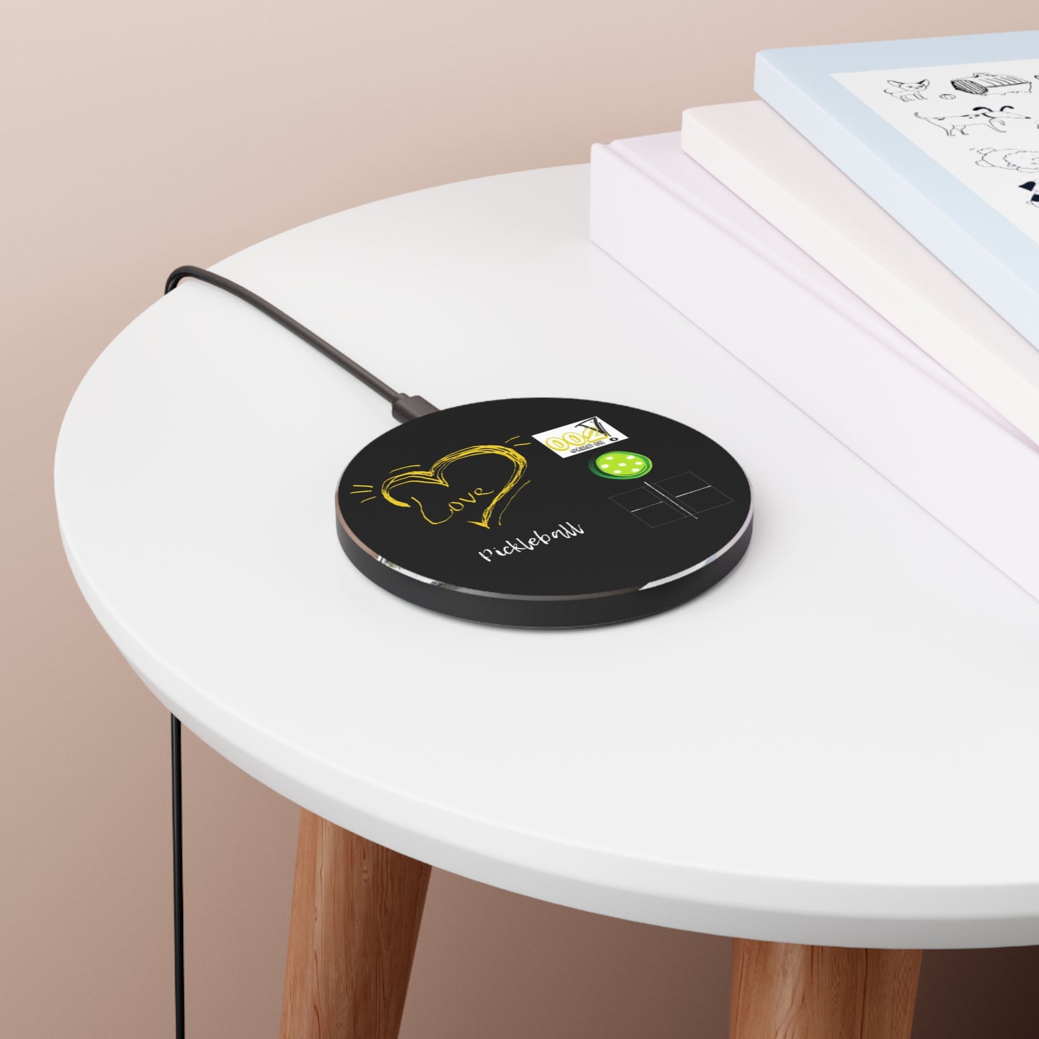 Wireless Charger - LOVE Pickleball Design for Pickleball Enthusiasts | Tech Accessory