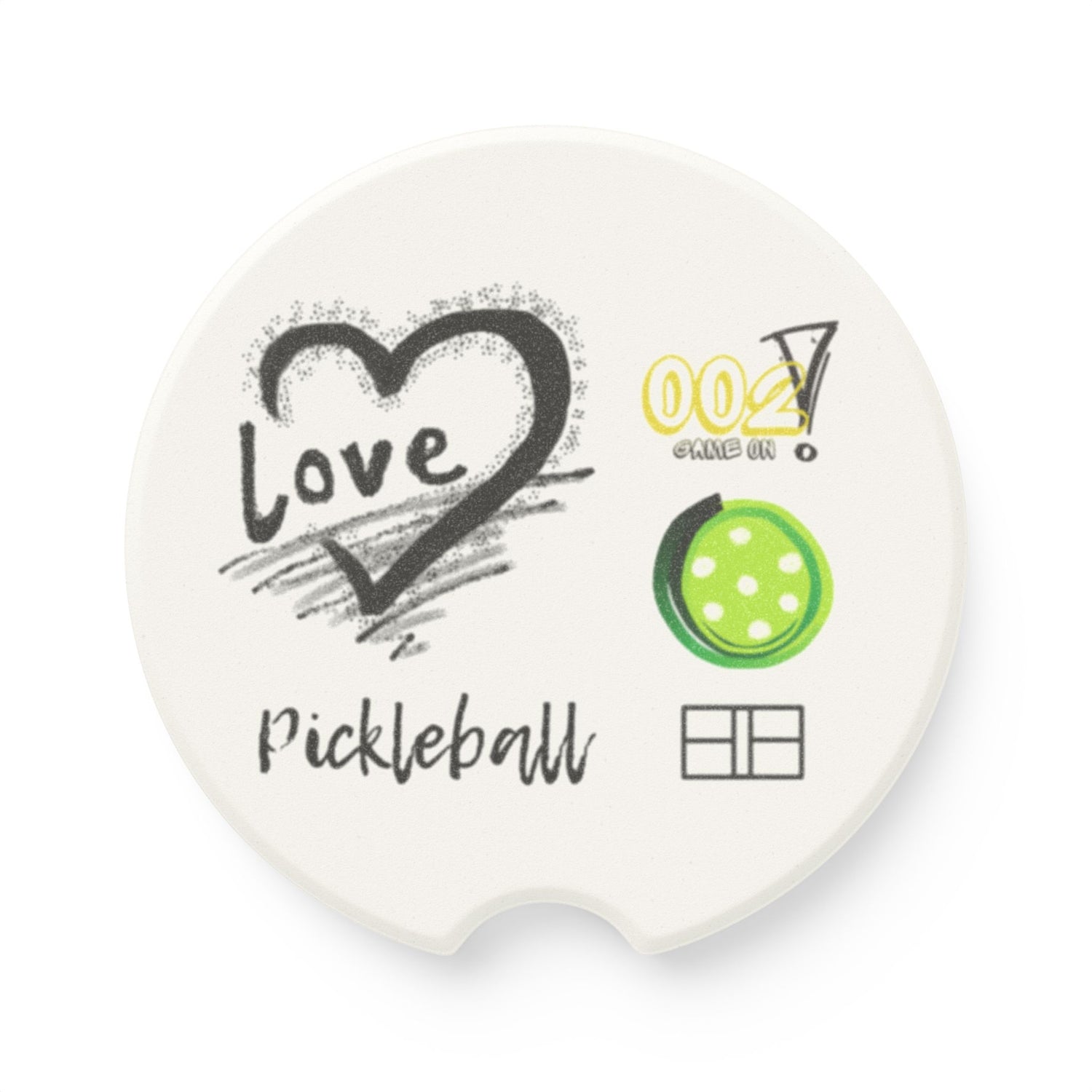 Car Coaster - LOVE Pickleball Design - Gift for Pickleball Player