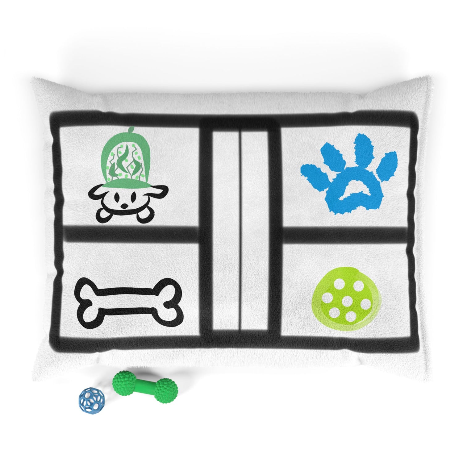 Pet Bed - Pickle Dog Design with Dog Paw and Bone - Unique Enthusiast Gift