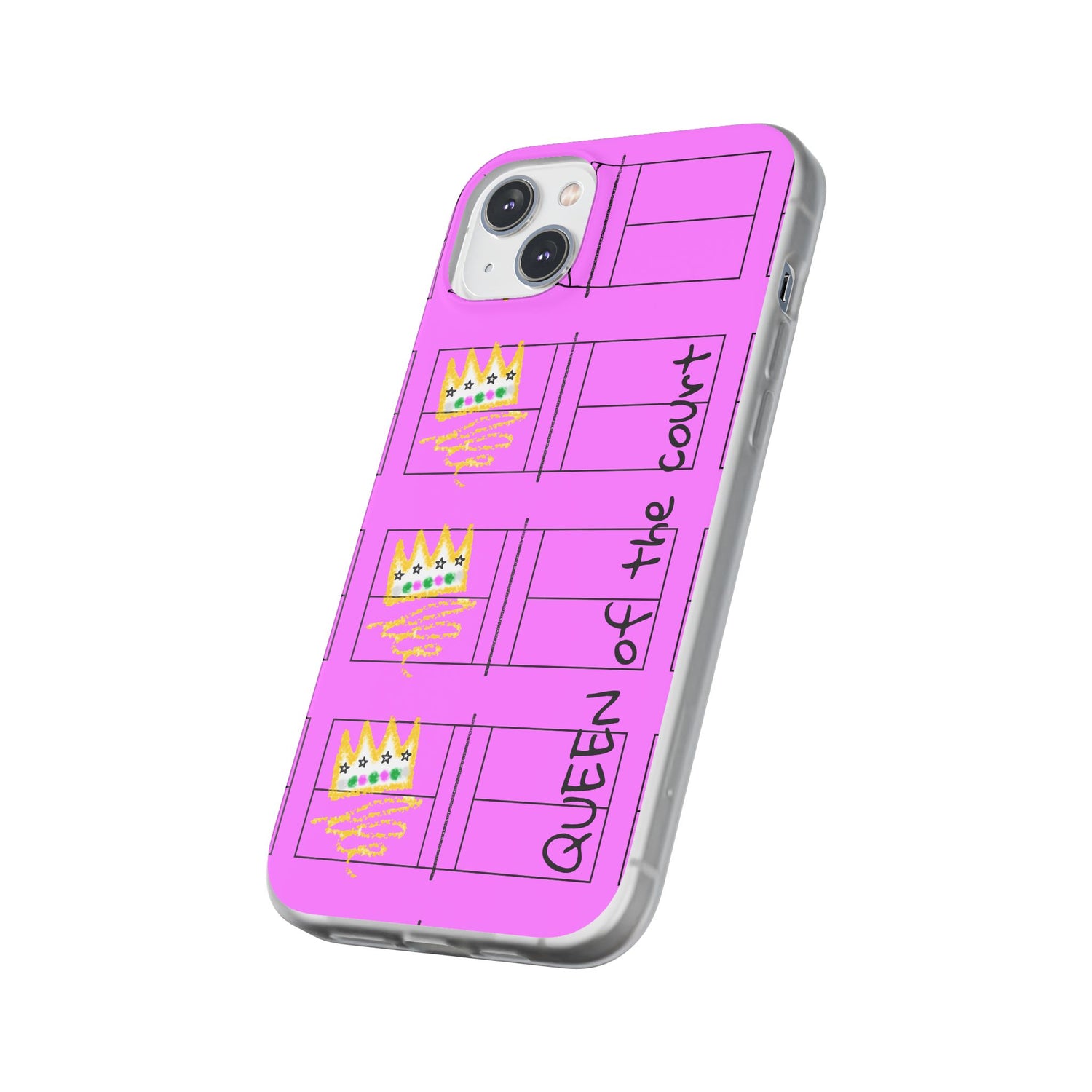 Pickleball Queen of the Court Pink Flexi iPhone Case - Stylish Phone Protection for Fashion-Forward Individuals