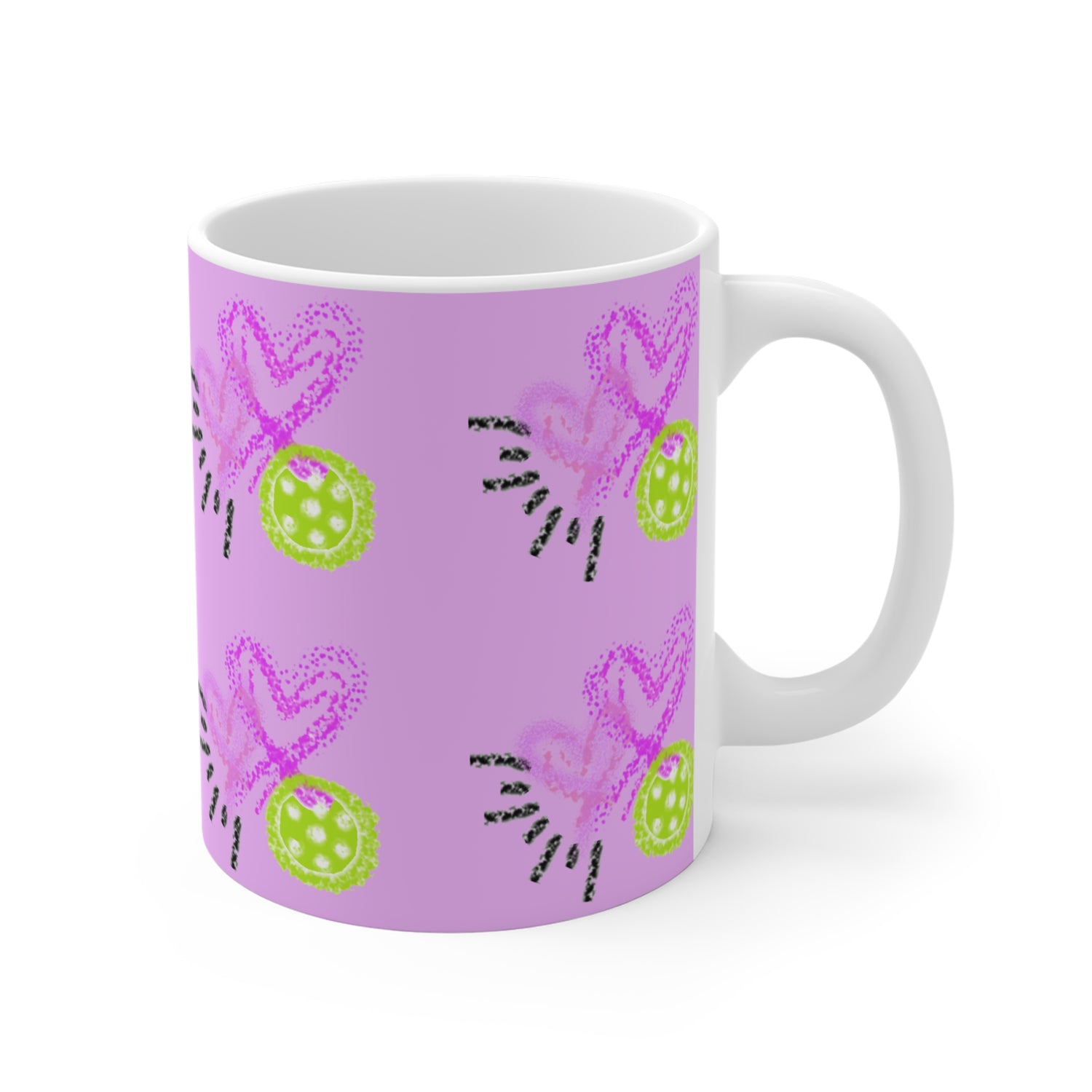 Colorful Heart Pickleball Love Design - 11oz Mug for Love & Friendship