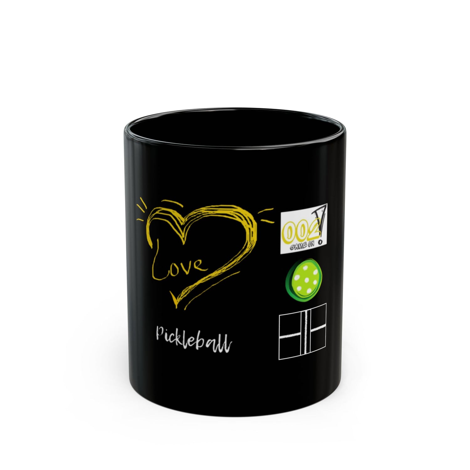 Love Pickleball Black Coffee Mug - 11oz