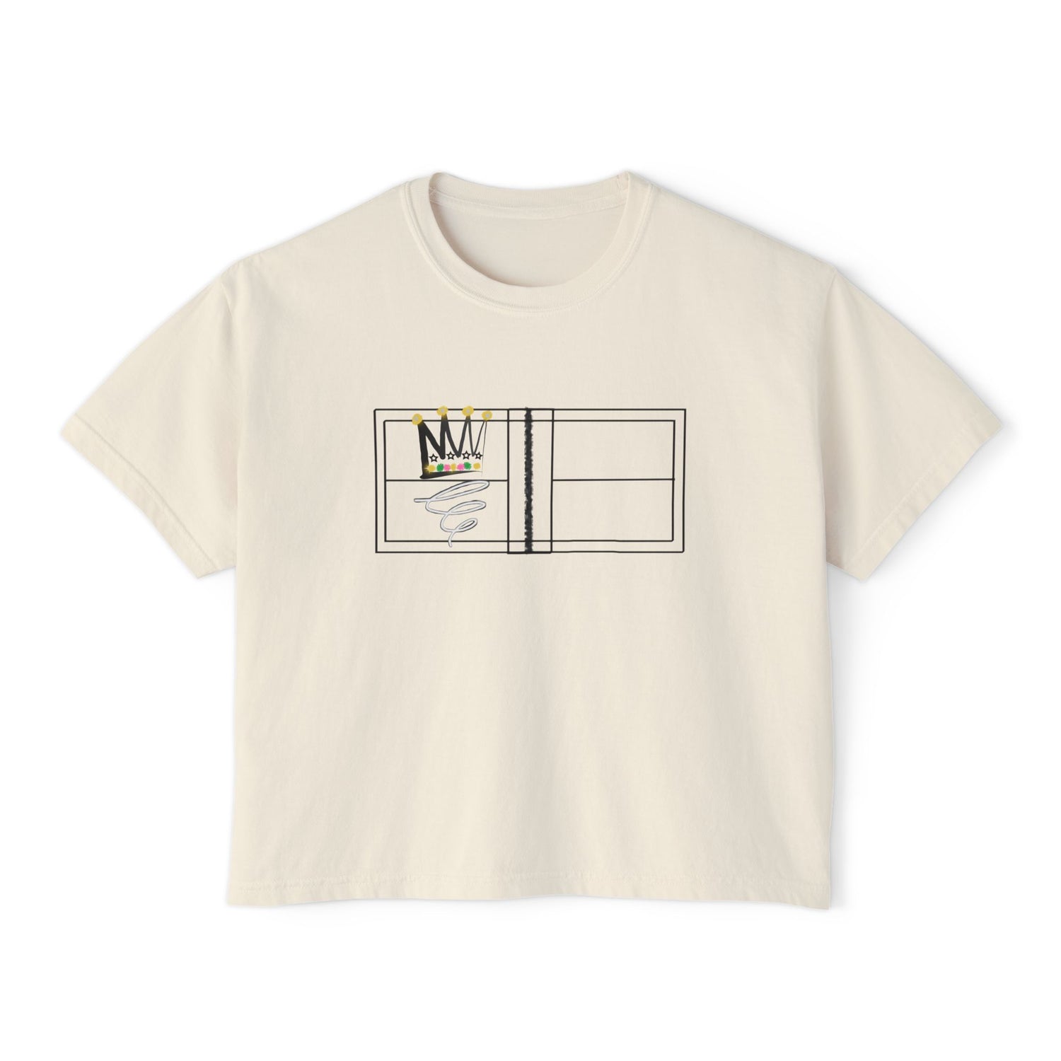 Pickleball Queen Boxy Tee - Pickleball Queen of the Court Design - Women's Cropped Tee