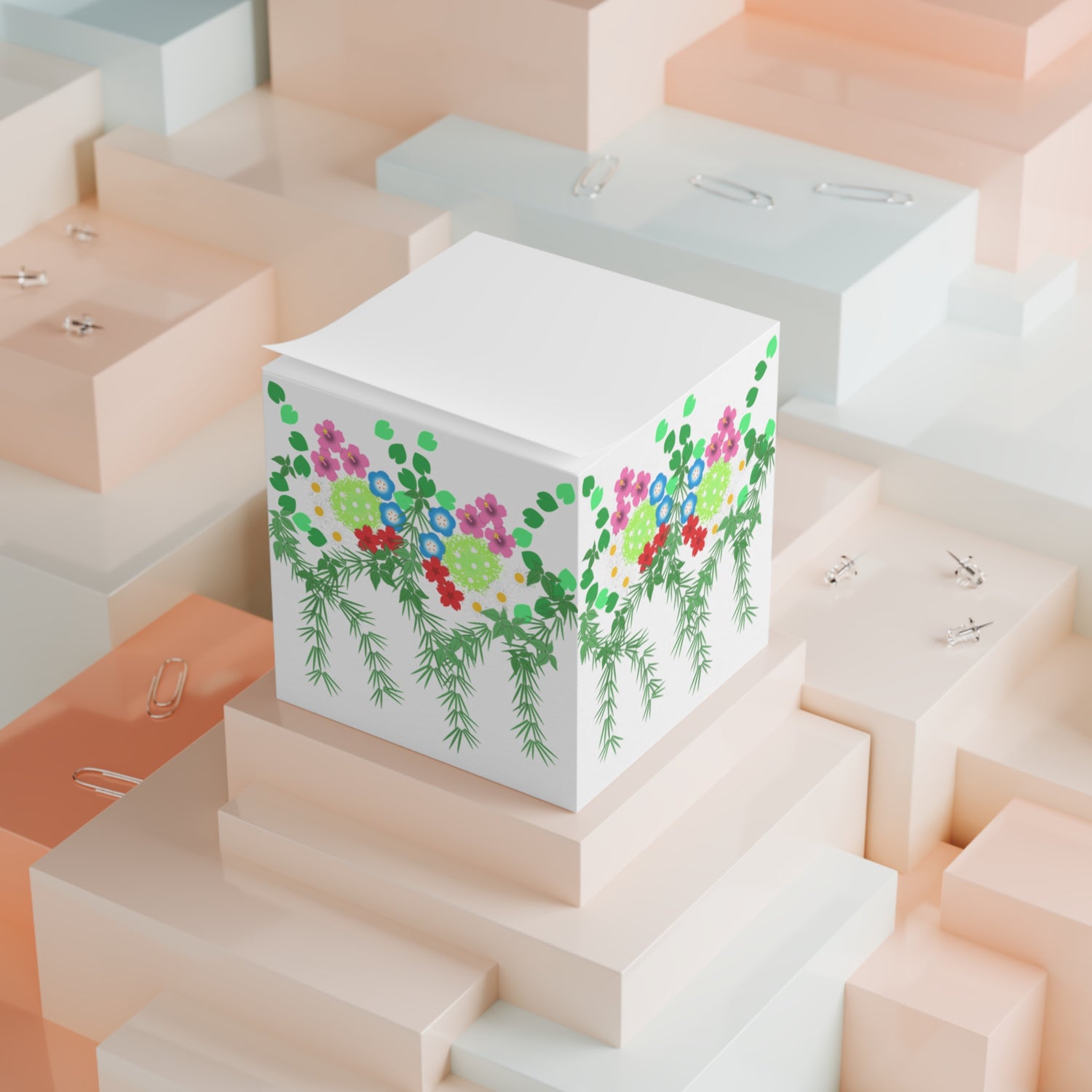 Note Cube - Pickleball Flower Garden Design | Unique Gift for Pickleball Enthusiasts