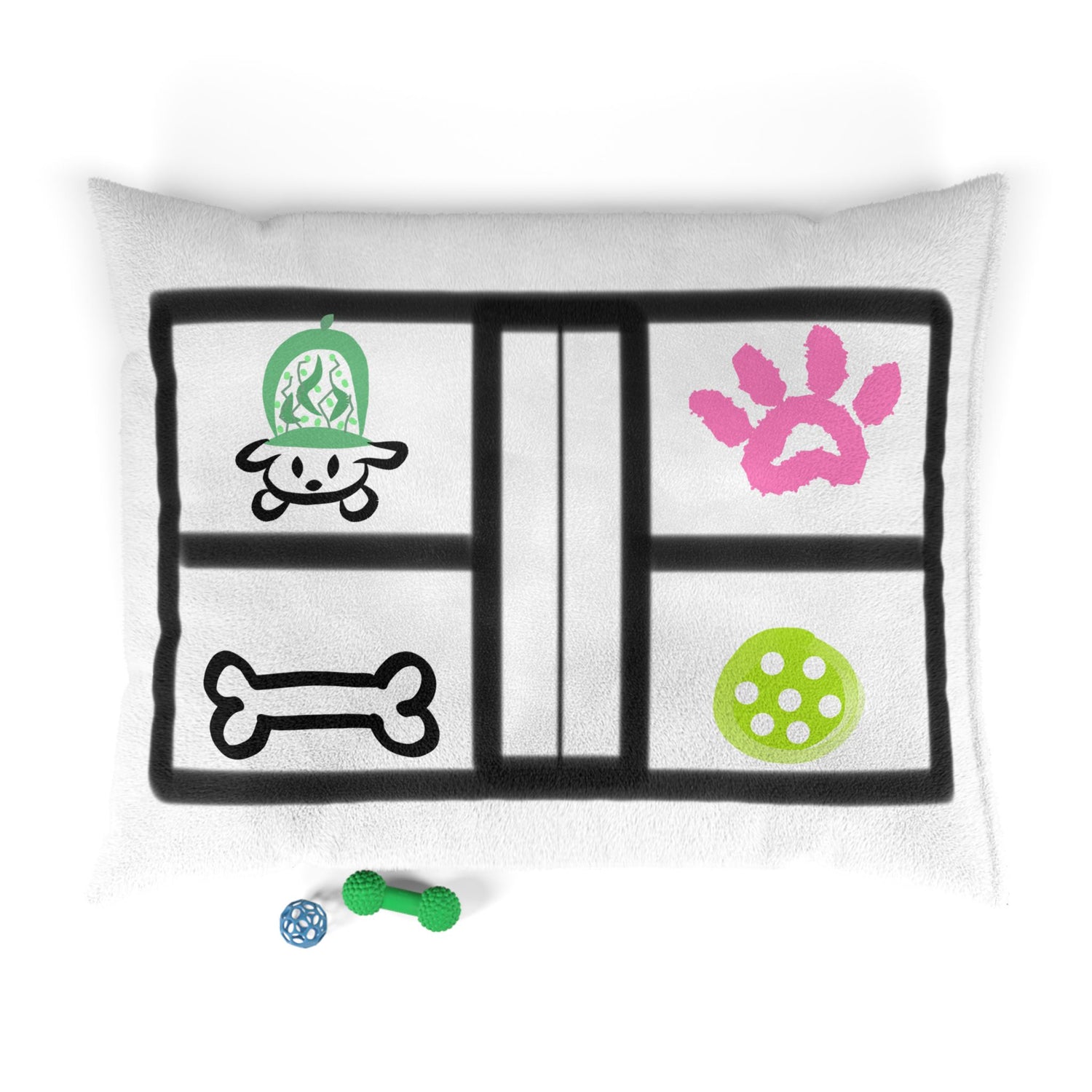 Pet Bed - Pickle Dog Design with Dog Paw and Bone - Unique Enthusiast Gift