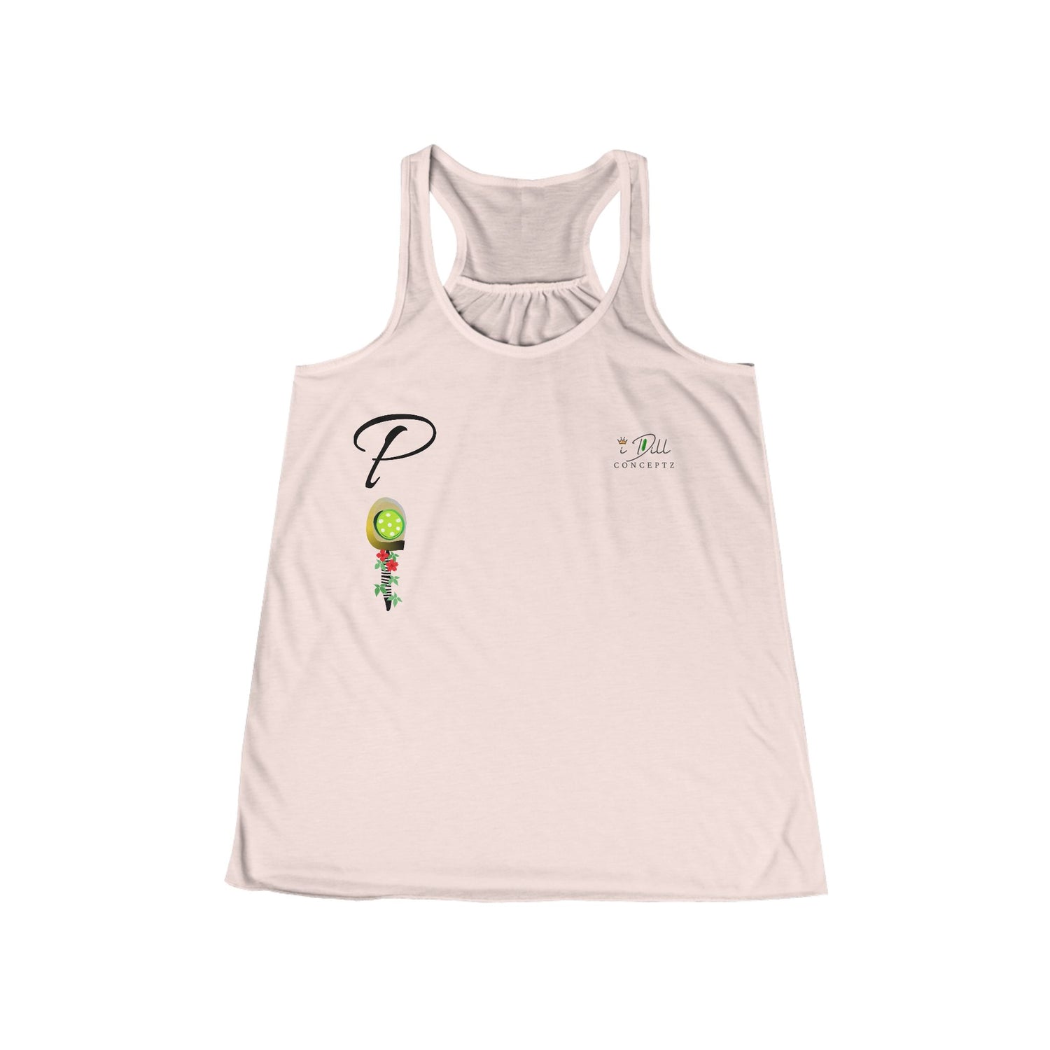 Personalized "P" Initial Pickleball Women's Top Apparel - Monogrammed Flowy Tank Top for Women - Personalized Initial Pickleball Gift