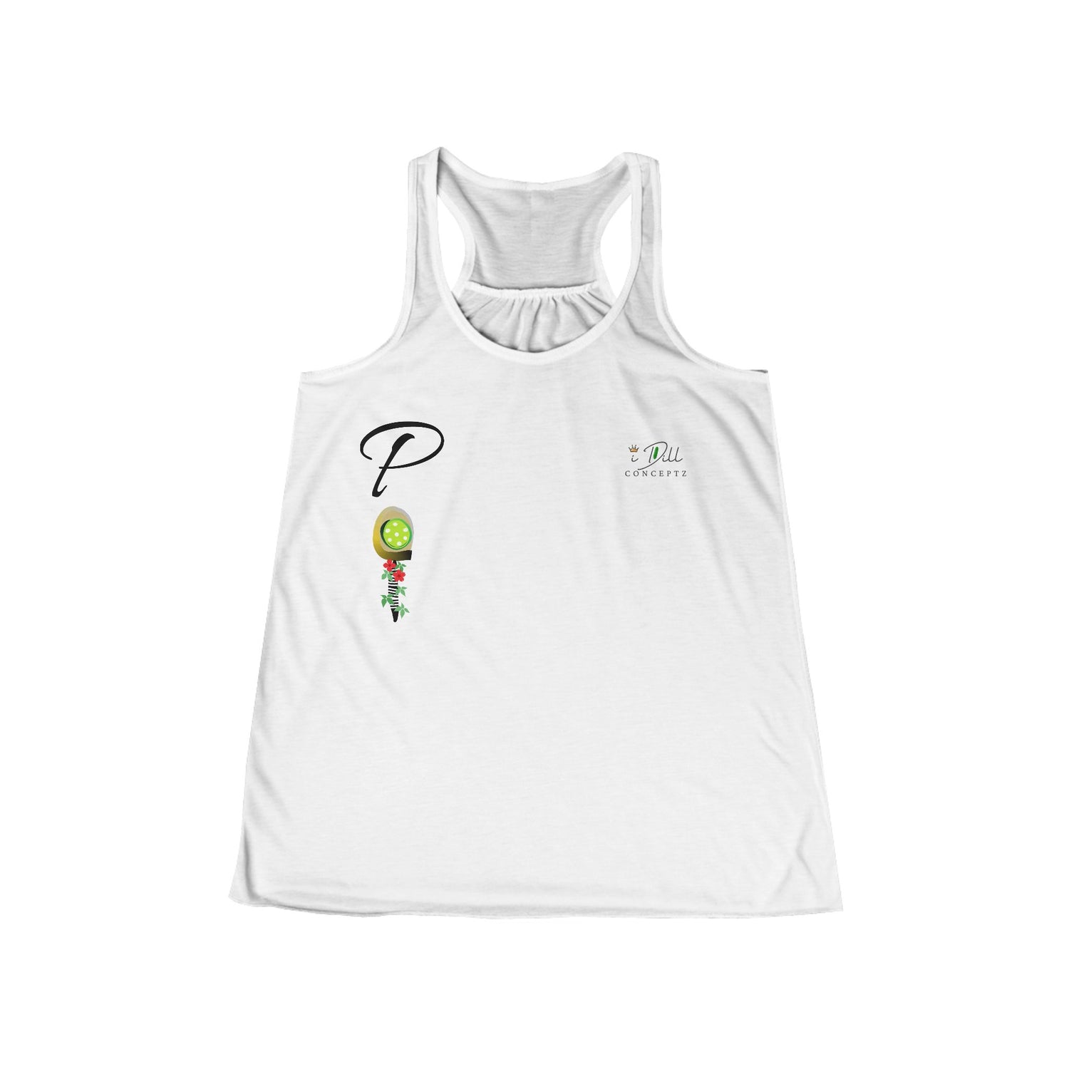 Personalized "P" Initial Pickleball Women's Top Apparel - Monogrammed Flowy Tank Top for Women - Personalized Initial Pickleball Gift