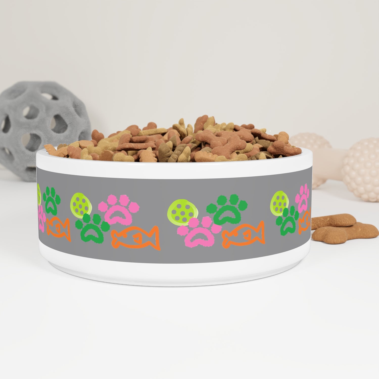 Pet Bowl - Pickleball and Cat Paw Design - Unique Pet Gift