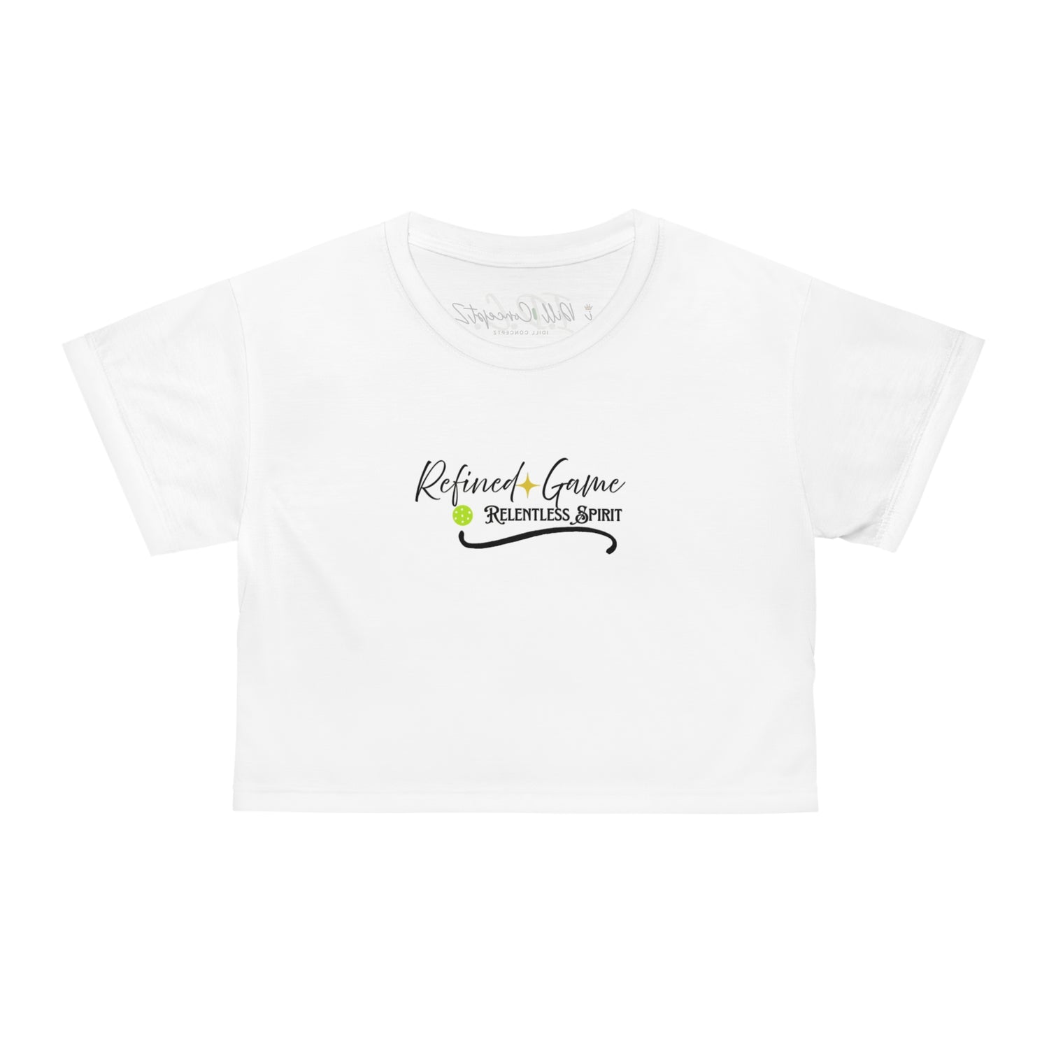 Pickleball Women's Crop Tee - Refined Game & Relentless Spirit Design