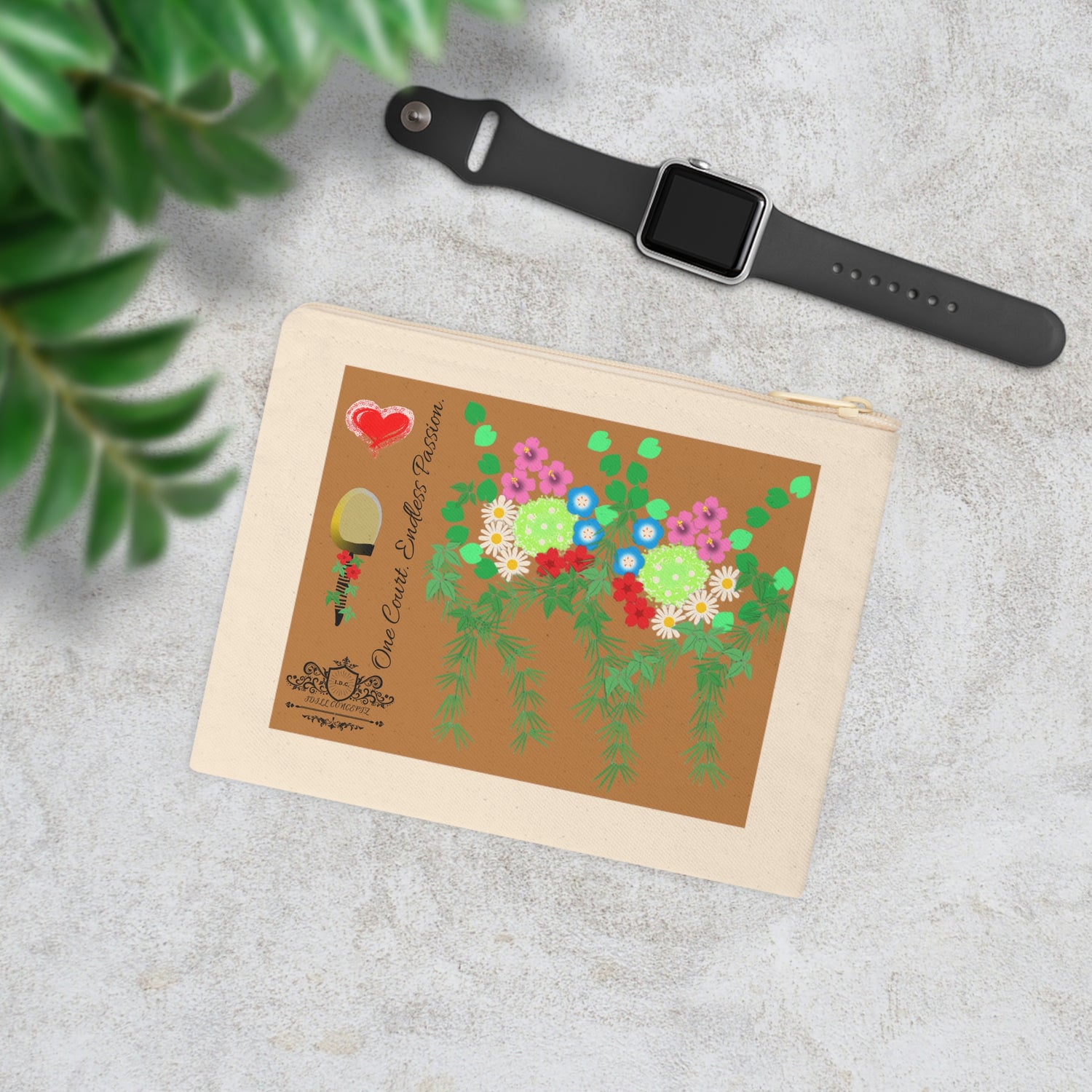 Pickleball Accessory Zipper Pouch - Pickleball Flower Garden Design