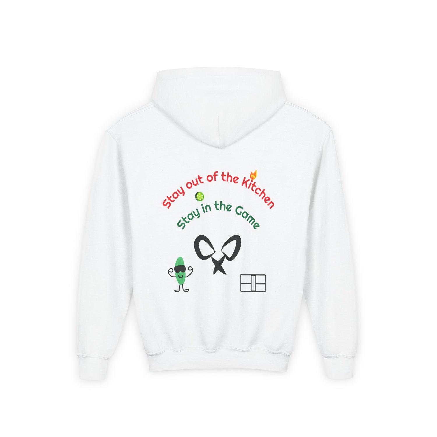 Youth Pickleball Hoodie Sweatshirt - Stay out of the Kitchen, Stay in the Game Design