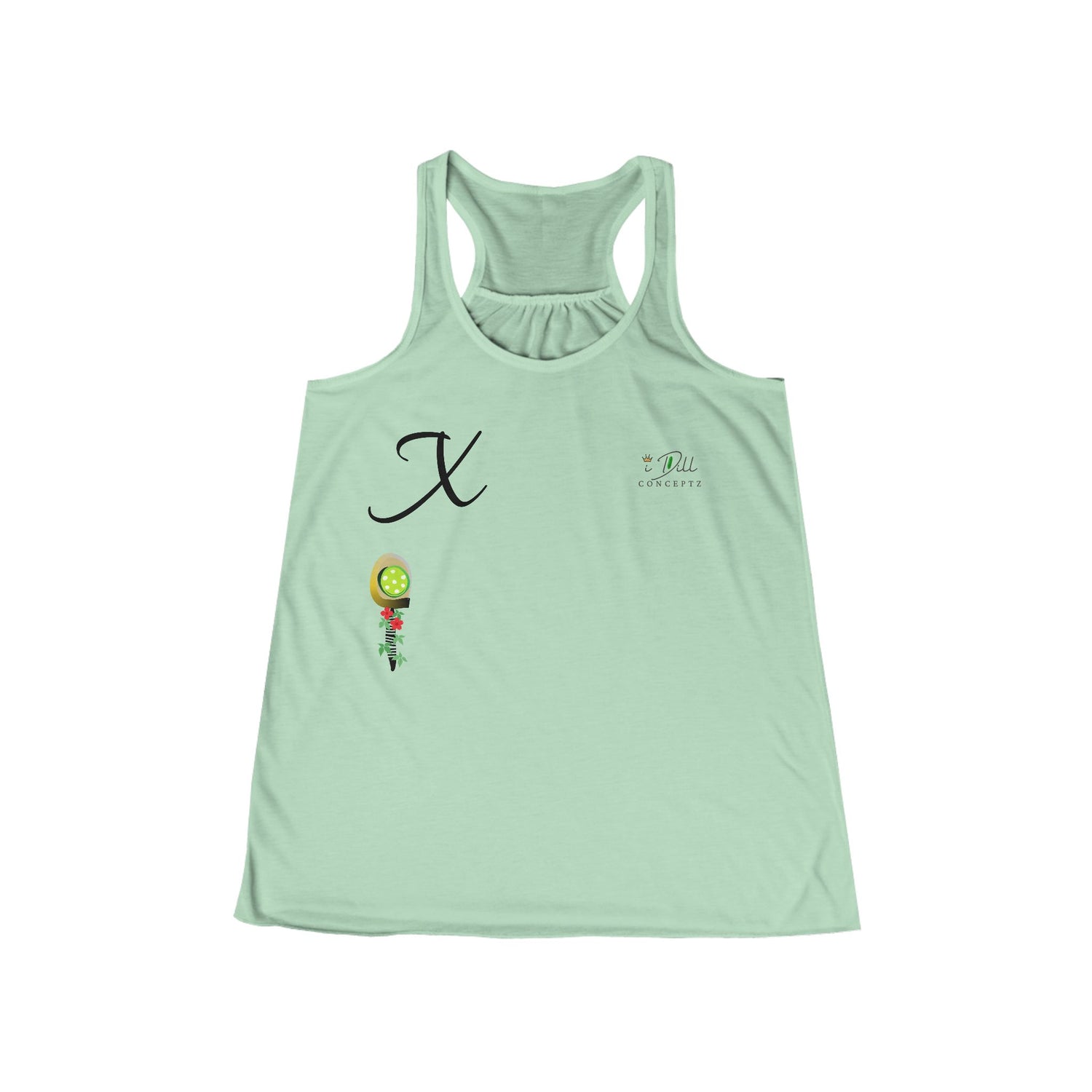Personalized "X" Initial Pickleball Women's Top Apparel - Monogrammed Flowy Tank Top for Women - Personalized Initial Pickleball Gift