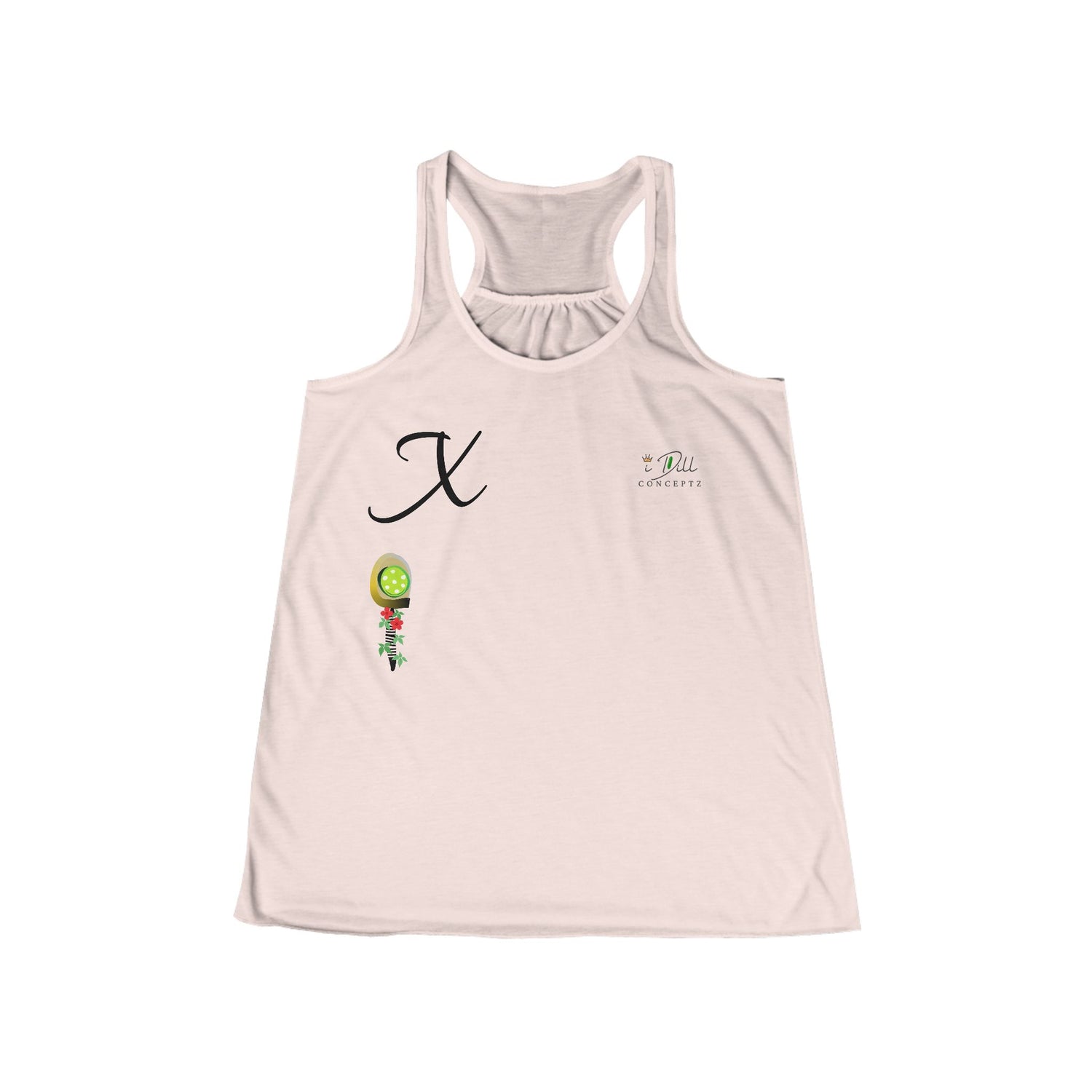 Personalized "X" Initial Pickleball Women's Top Apparel - Monogrammed Flowy Tank Top for Women - Personalized Initial Pickleball Gift