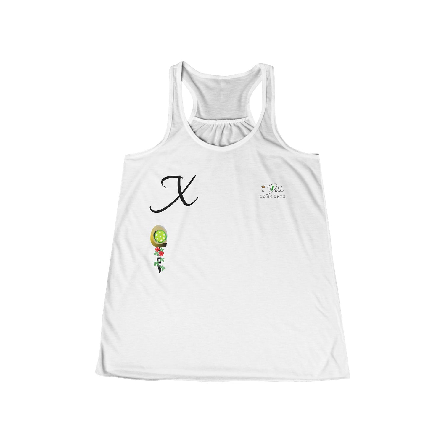 Personalized "X" Initial Pickleball Women's Top Apparel - Monogrammed Flowy Tank Top for Women - Personalized Initial Pickleball Gift