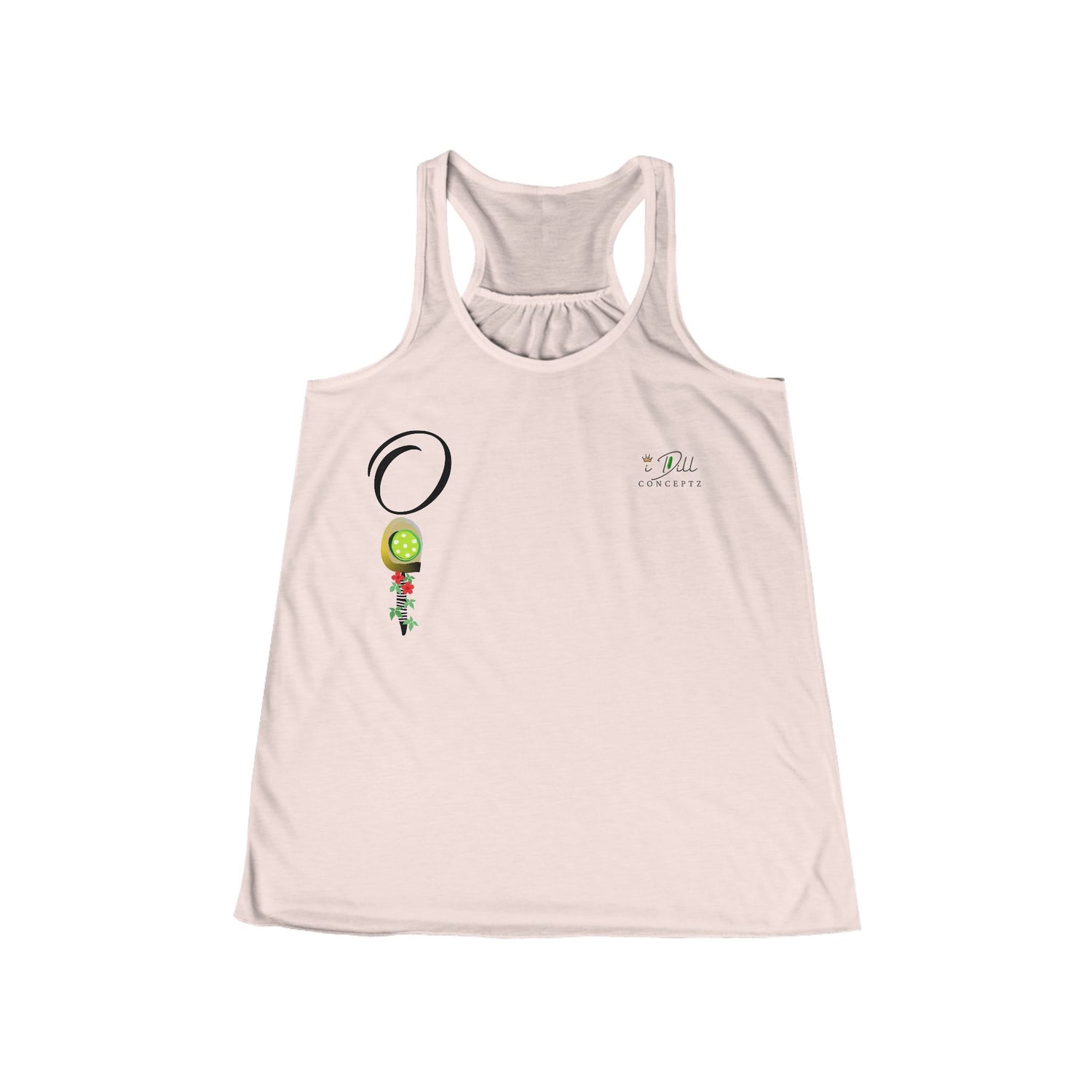Personalized "O" Initial Pickleball Women's Top Apparel - Monogrammed Flowy Tank Top for Women - Personalized Initial Pickleball Gift