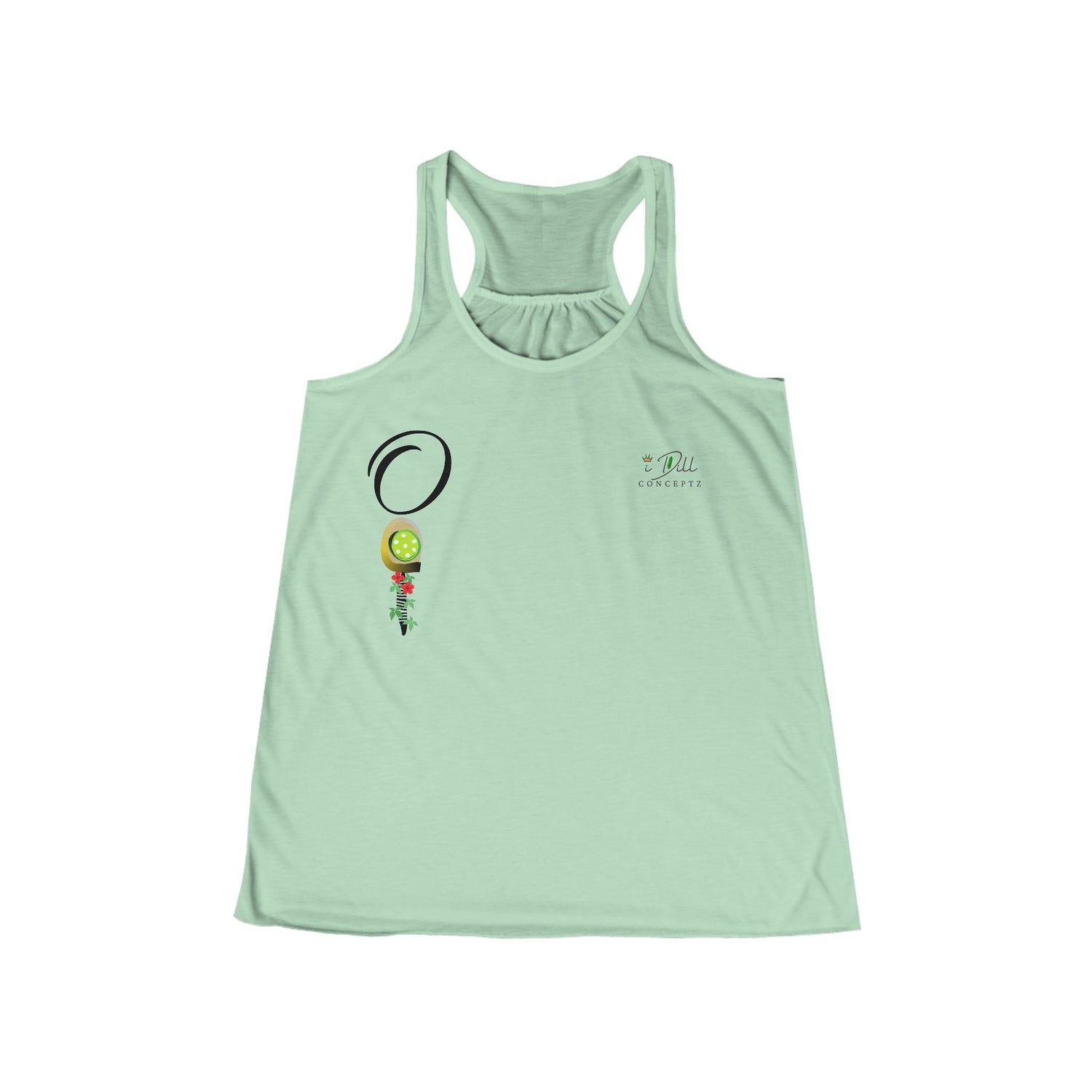 Personalized "O" Initial Pickleball Women's Top Apparel - Monogrammed Flowy Tank Top for Women - Personalized Initial Pickleball Gift