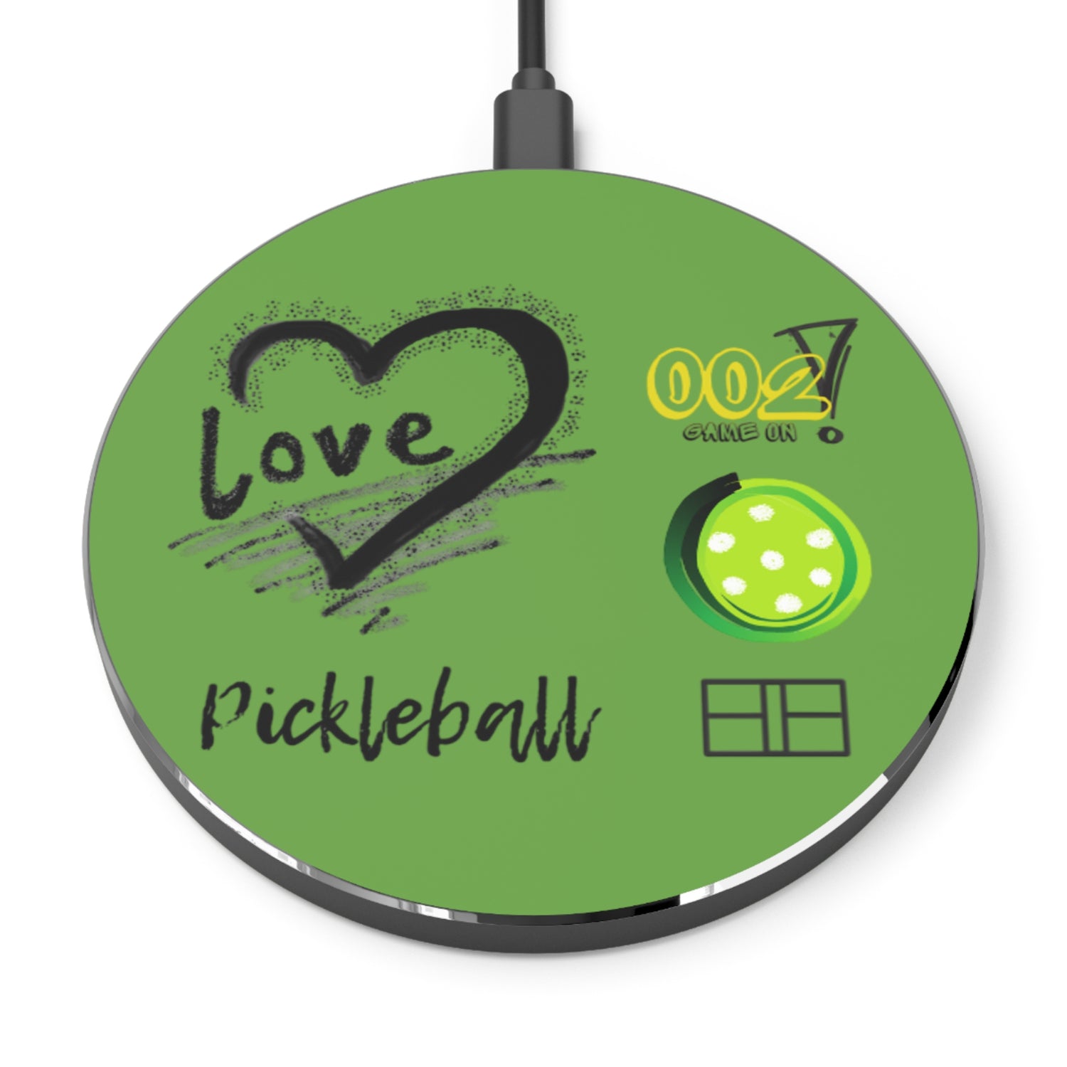 Wireless Charger - LOVE Pickleball Design for Pickleball Enthusiasts | Tech Accessory