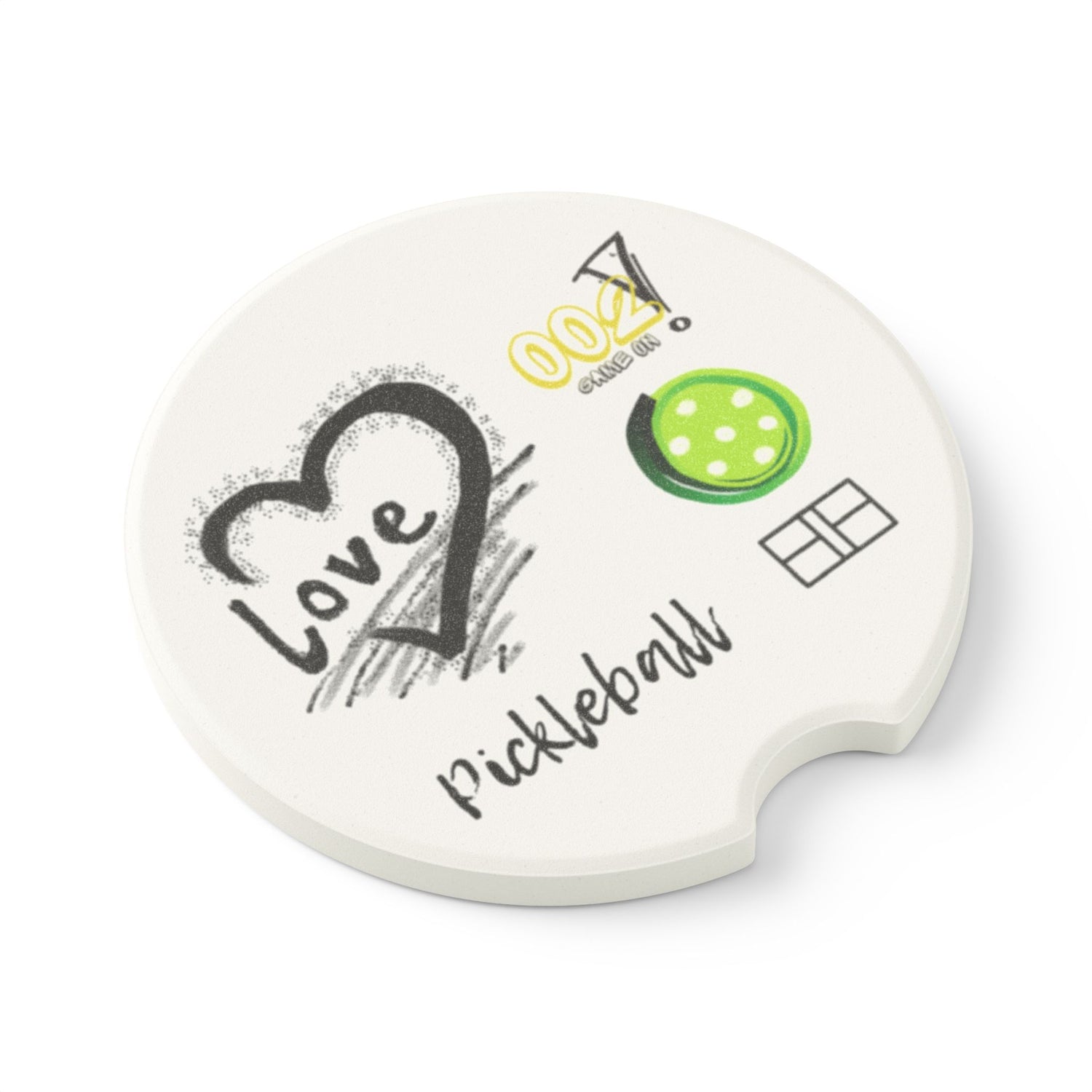 Car Coaster - LOVE Pickleball Design - Gift for Pickleball Player