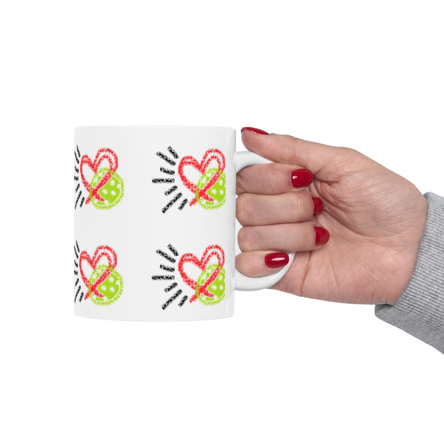 Colorful Heart Pickleball Love Design Ceramic Mug - 11oz & 15oz