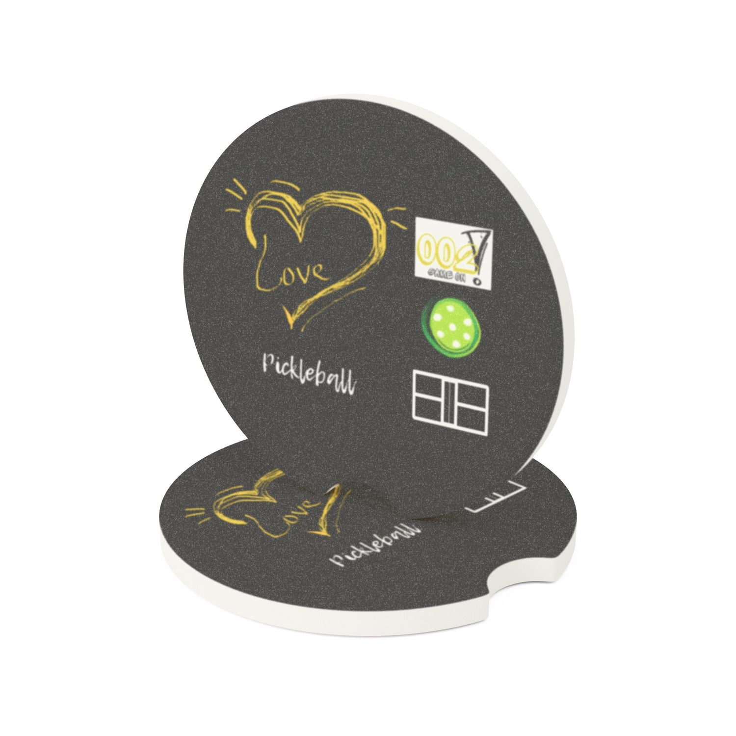 Car Coaster - LOVE Pickleball Design - Gift for Pickleball Player